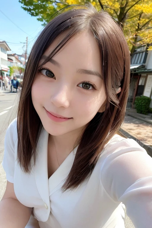 (Tabletop)), ((highest quality)), (Very detailed), Genuineistic, Genuine, Dynamic Angle, Close-up shot of face,Front view, Young and pretty girl in Japan ,city, town, Daytime, autumn, Charming person ,Long Bob Hair ,One Girl, alone, &reference;uniform&reference;,「Swimwear」,&reference;Ceremonial vestments