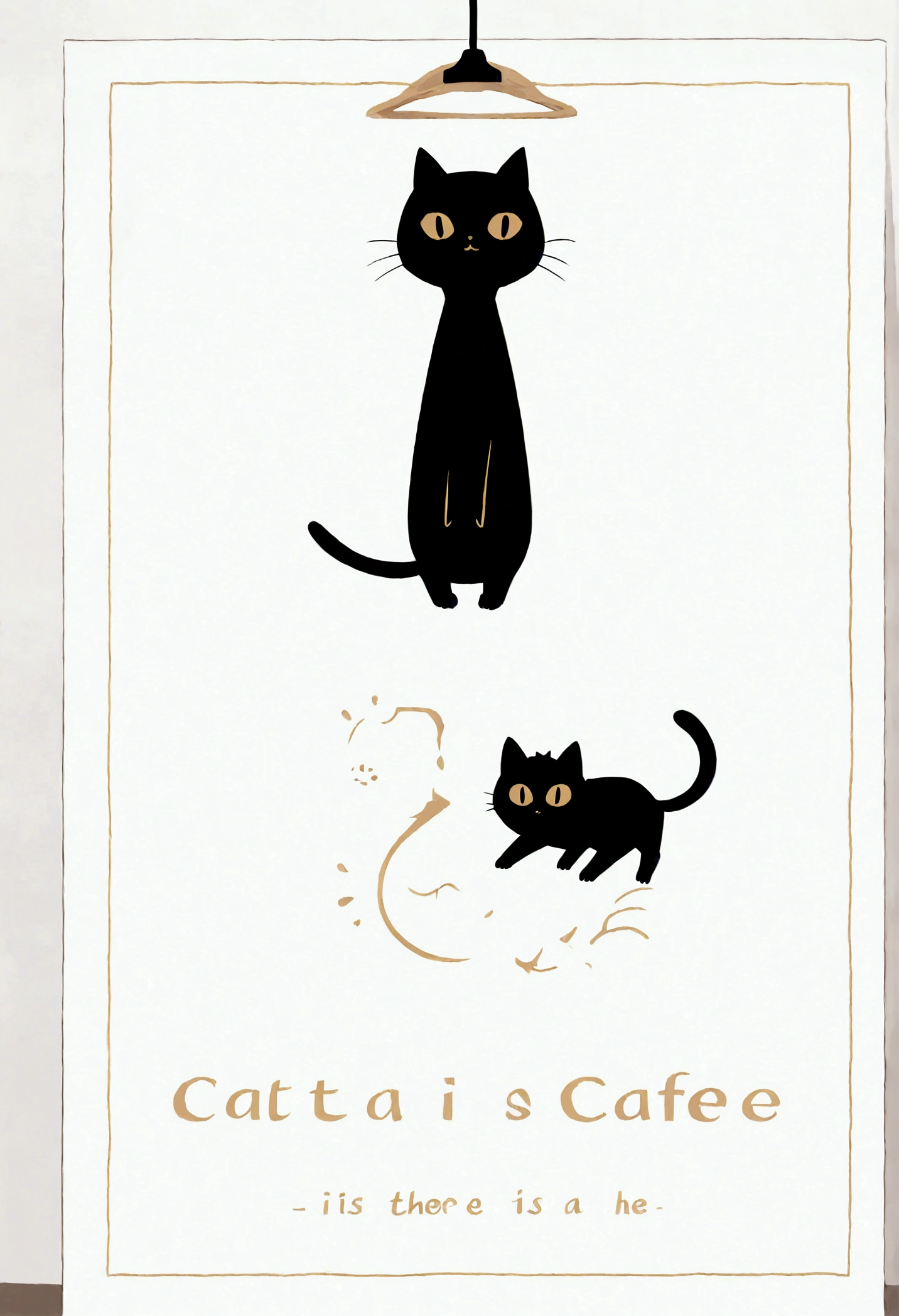 a logo illustration,minimalism art styie,white backgroud,for cat cafe,As long as there is a black cat image and the words Cat café below the image, it is an accurate instruction.