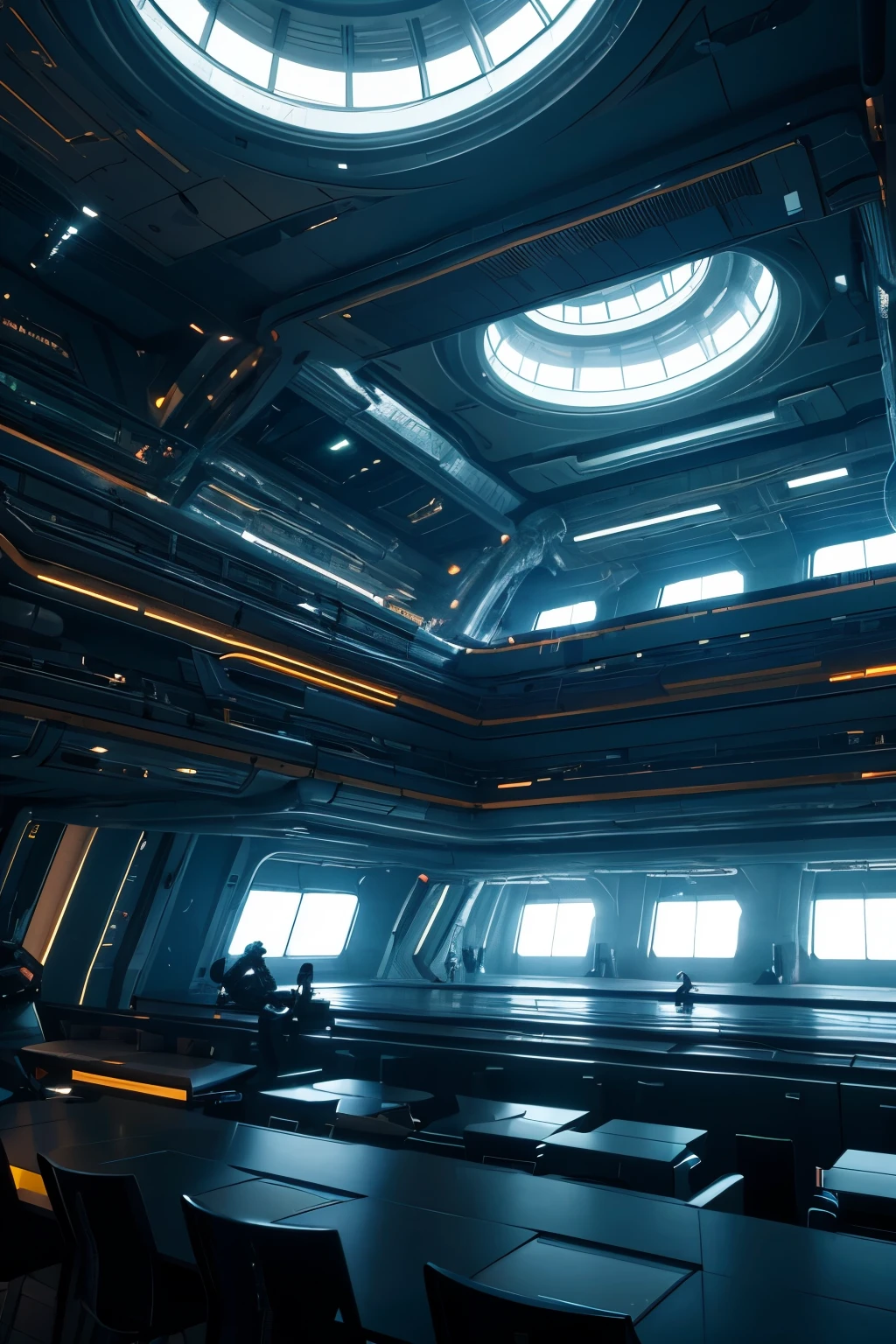 Futuristic sci-fi architecture,indoor,laboratory,high tech,Huge space,Sci-fi city,Sci-fi city群