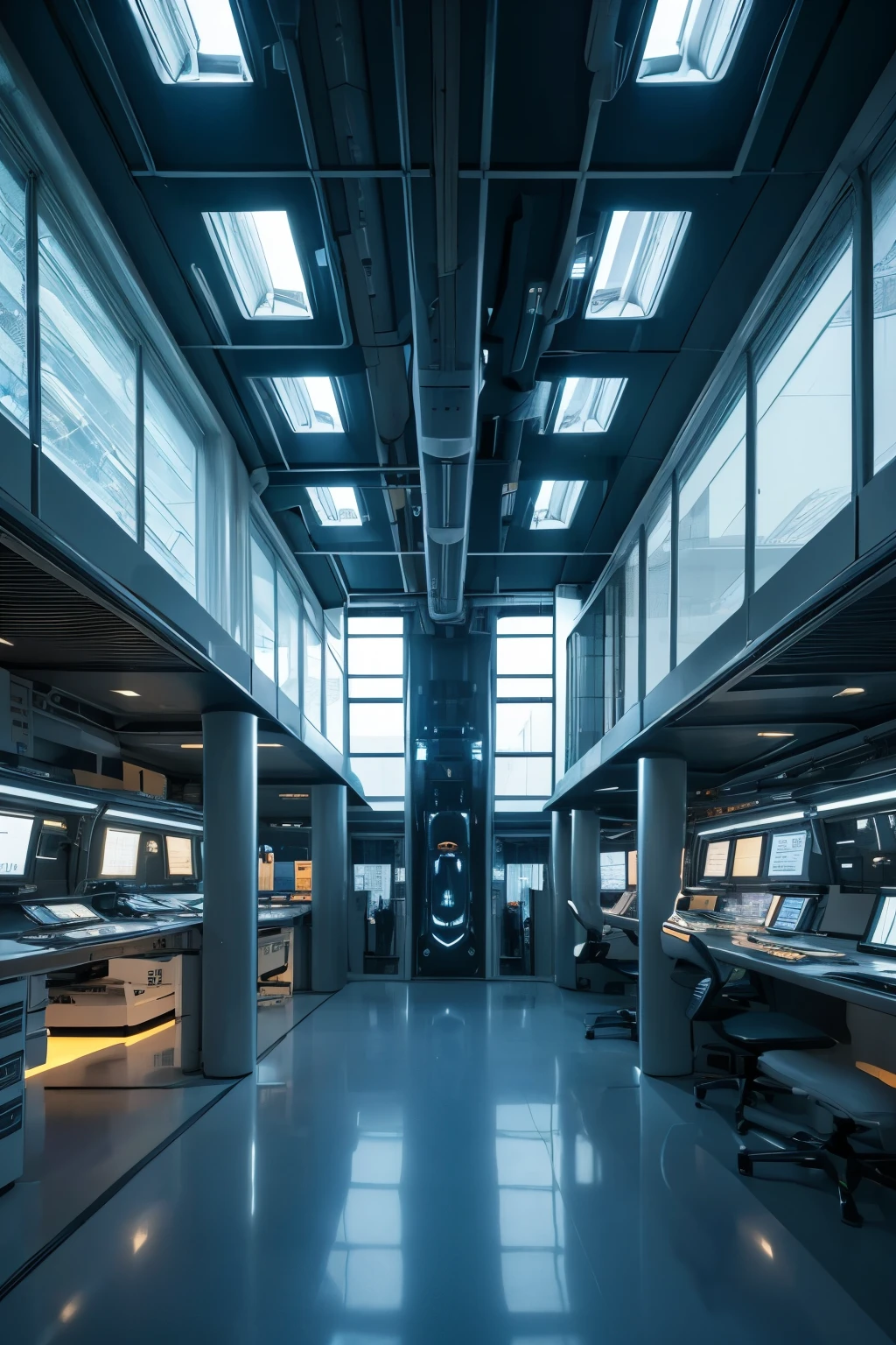Futuristic sci-fi architecture,indoor,laboratory,high tech,Huge space,Sci-fi city,Sci-fi city群