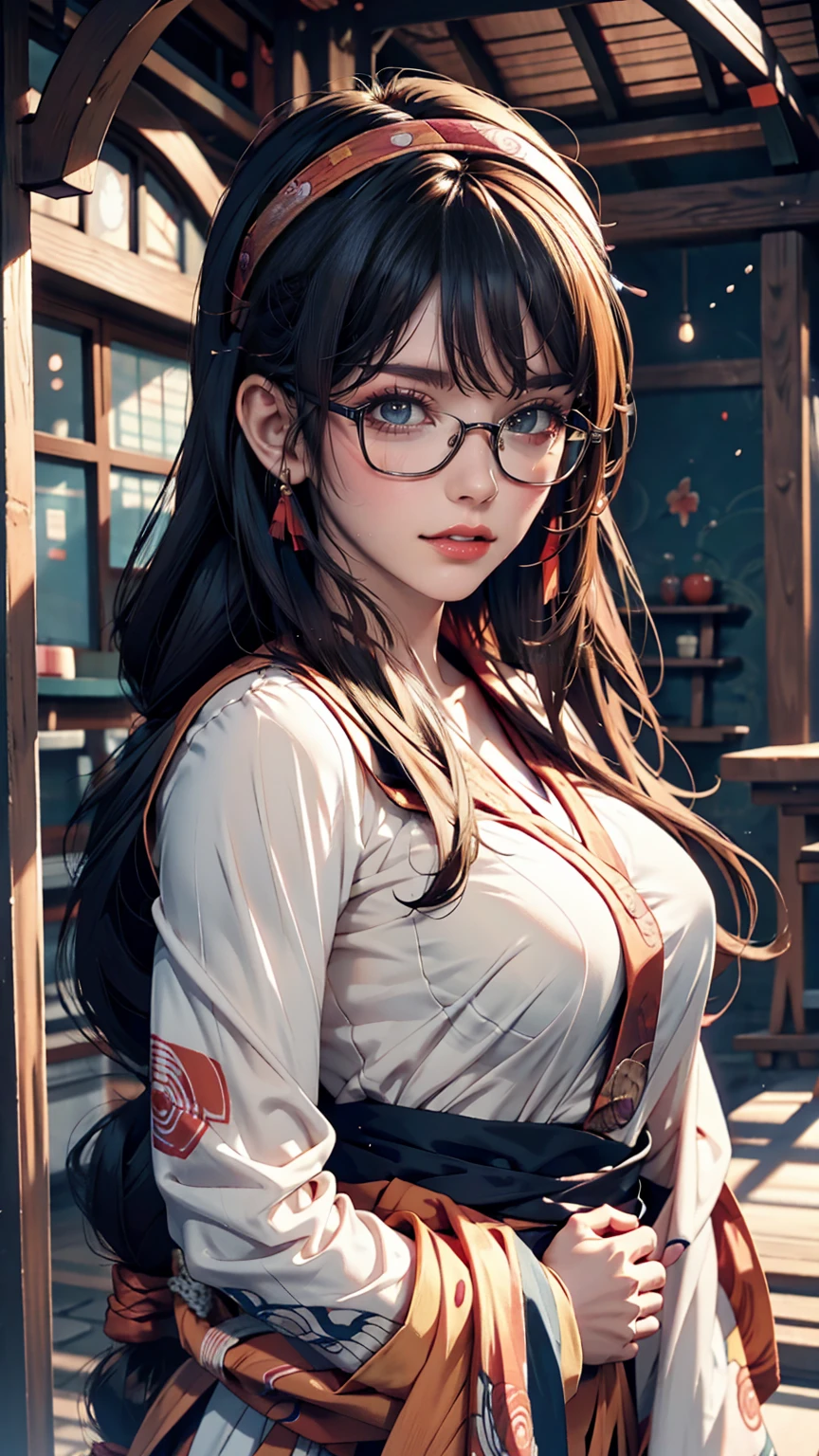 anime girl with glasses and long hair, anime visual of a cute girl, anime style. 8k, pin on anime, anime vibes, anime style 4 k, anime moe artstyle, anime aesthetic, anime girl desktop background, anime visuals, anime girl with real hair, ethereal anime, anime girl with long hair, beautiful anime portrait , anime , Naruto, Naruto anime, Sharingan background, at night, dark , Sharingan , wearing Naruto headband  