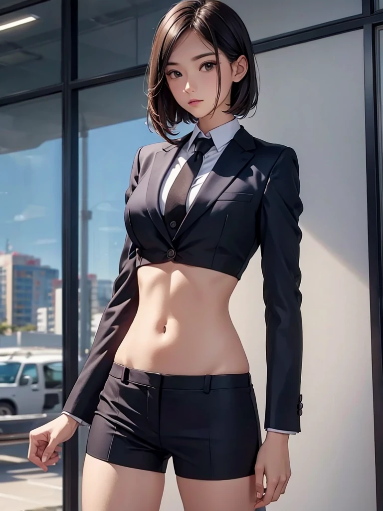 Professional crop top, suit
