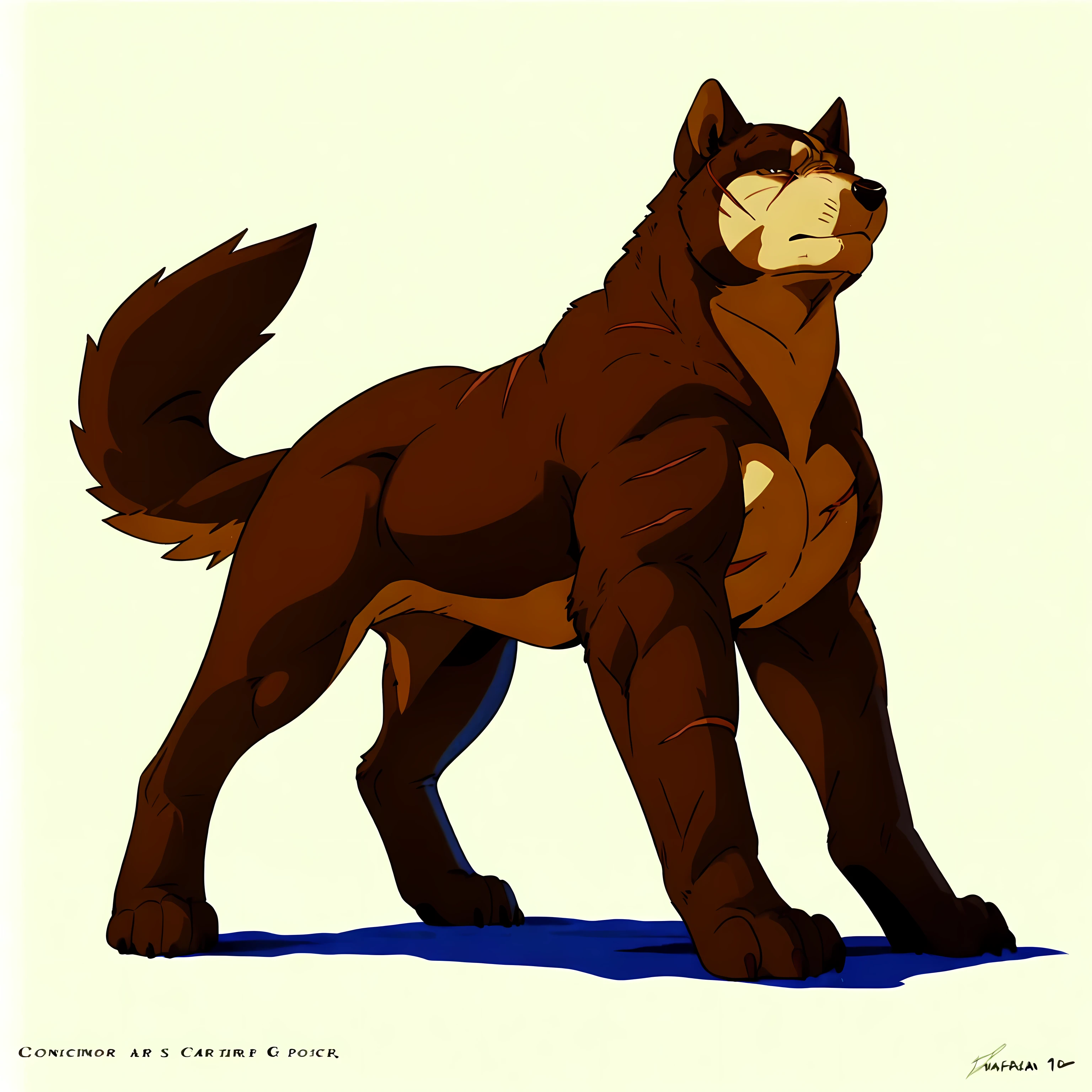 riki, brown fur, scars, male, masculine, feral:1.1, quadruped, full body, (muscular forelegs, muscular neck, muscular shoulders, muscular hindlegs, muscular feral):1.5, (pectorals, biceps):1.1, paws, detailed, high quality, best resolution, solo, posing, (no background, white background):1.5, shadow on ground, tail, by wfa, by seibear, by rossciaco, by taran fiddler, by echin:0.5, cel shaded, proud, majestic, mwvector