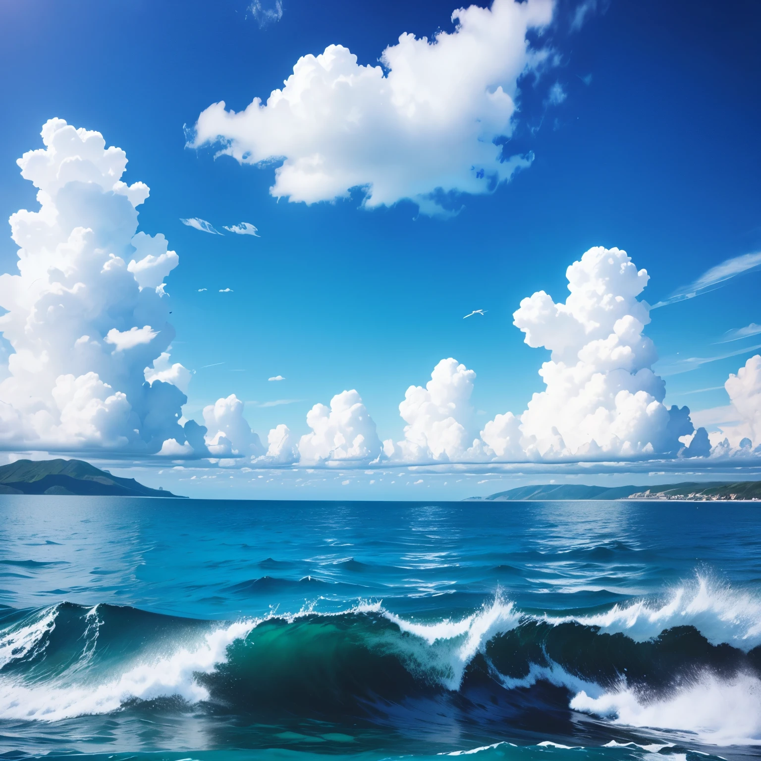 Blue sky，Sea，Sea surface