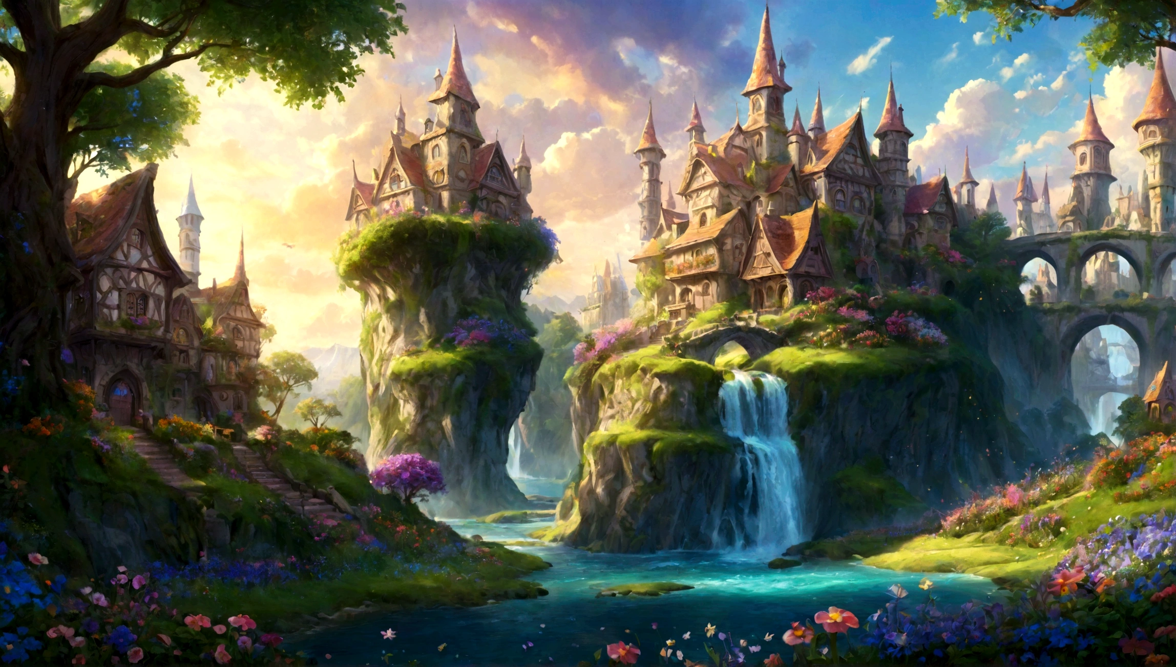 flowery glade, flowery glade city, city, city in flowery glade, fairytale city, magical city
