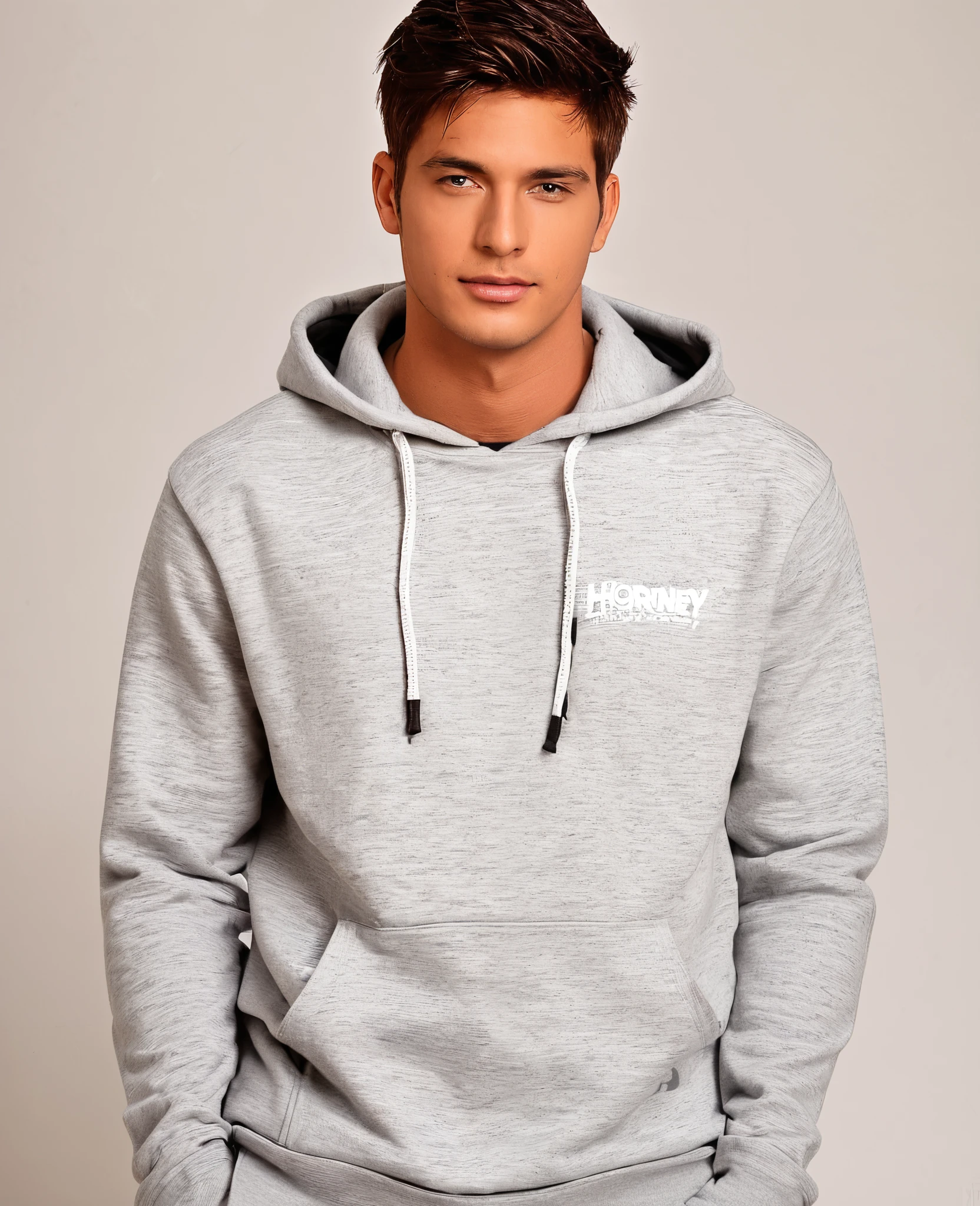 An horney attractive guy with sweatshirt hoodie