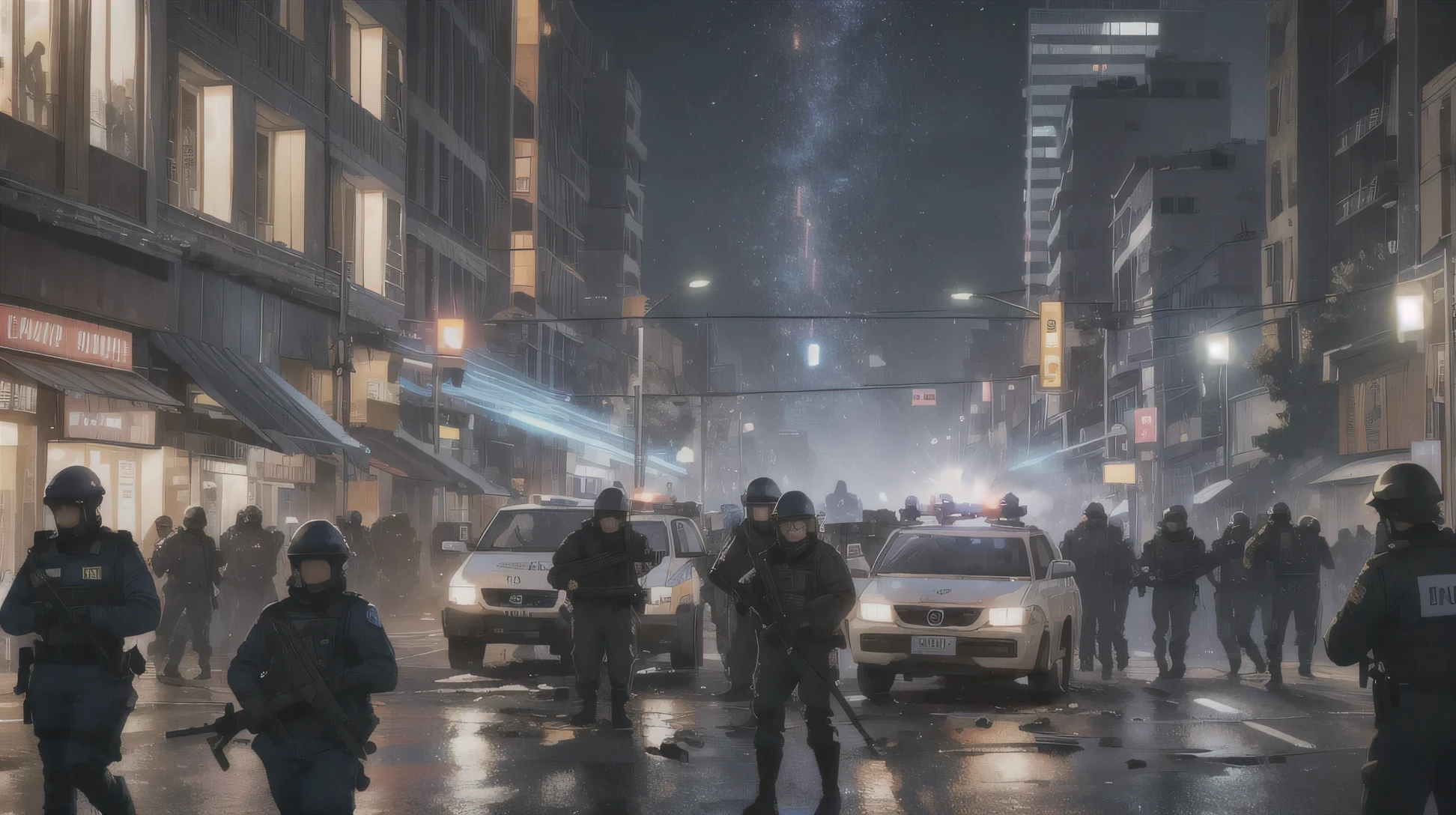 Immediately after the attack, the major cities on the planet Lyra were plunged into darkness. Street lights, buildings and even vehicles stopped working. Police and security forces were unable to respond in time to the chaotic situation