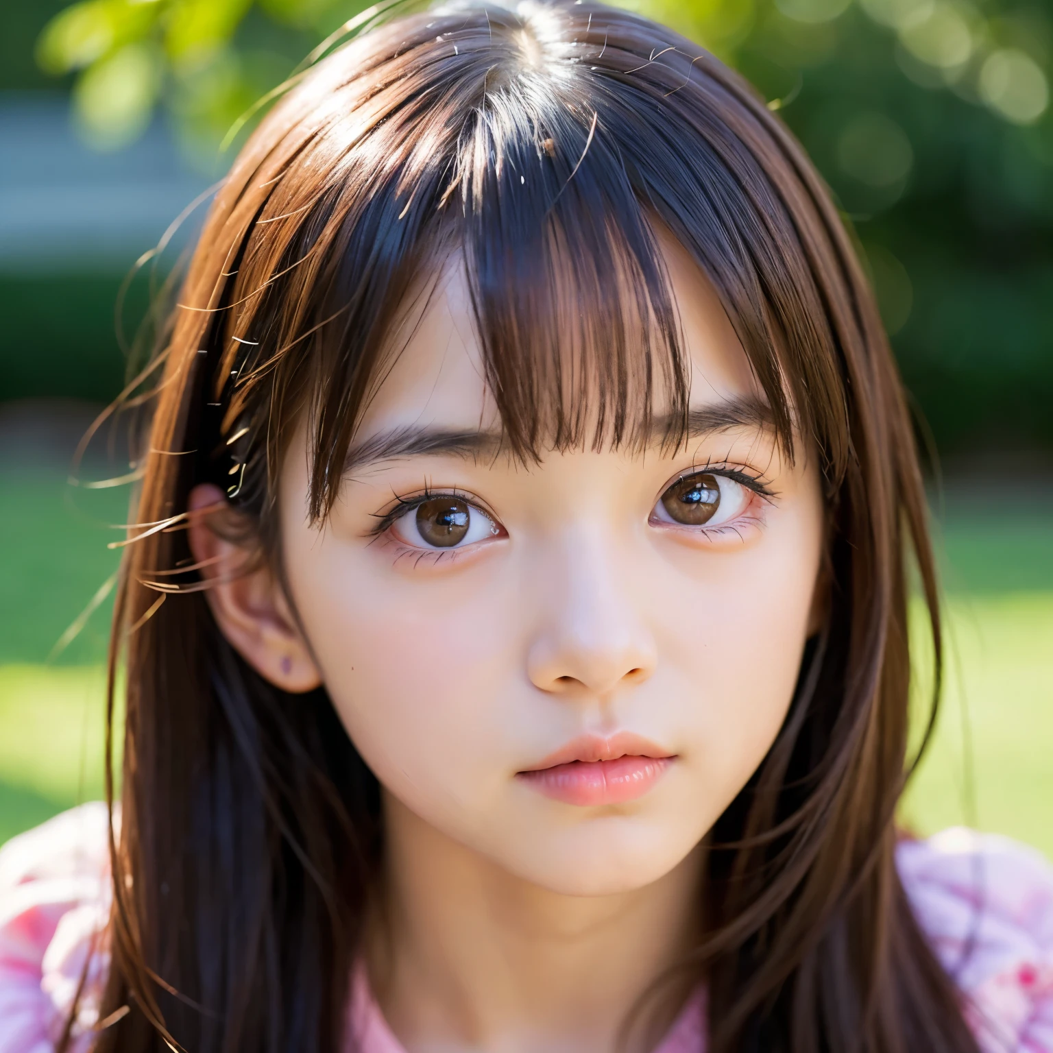 (Best-quality, Masterpiece, Ultra-High-Resolution, (Photorealistic:1.4), Raw Photo, depth of field, professional lighting, perfect anatomy, extremely details), 1girl, 10-years-old, the most famous Japanese idol, portrait, (extremely cute face like the most popular Japanese idol, (extremely cute and extremely realistic big-eyes), extremely cute hair), extremely cute long-eyelashes, extremely cute lips, (((extremely beautiful and extremely realistic skins))), (((feeling extremely strong sexual arousals)))