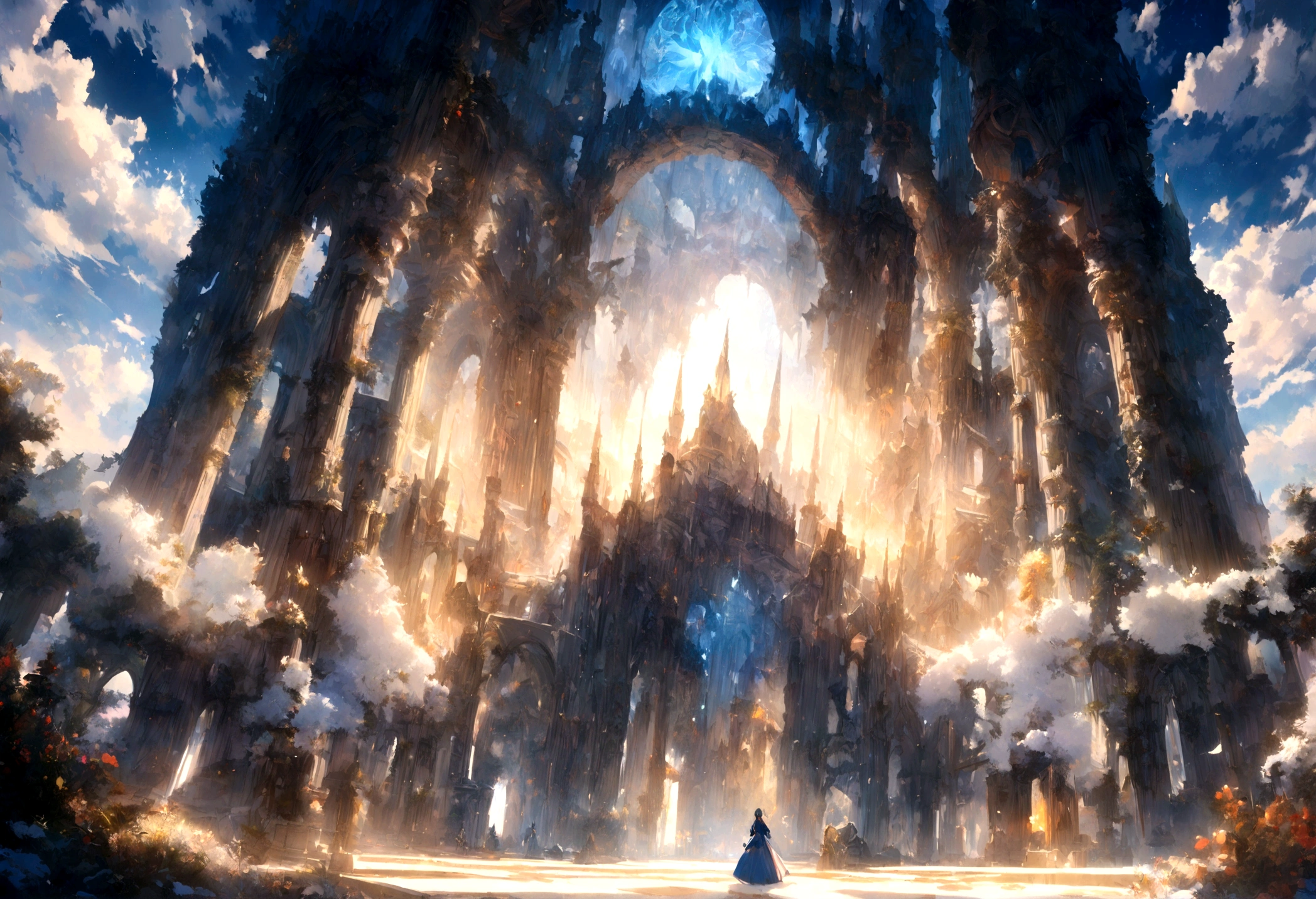 (masterpiece, best quality, high resolution, highly detailed, depth of filed, HDR:1.2), ((Cair Paravel, majestic, grand architecture, Narnia)). A mesmerizing fantasy with enchanting elements blending seamlessly, fantastical landscapes, vibrant colors, enchanted, warm atmosphere, beautiful, extremely detailed, intricate, delicate, serene fantasy, cinematic lighting, 8k, high quality