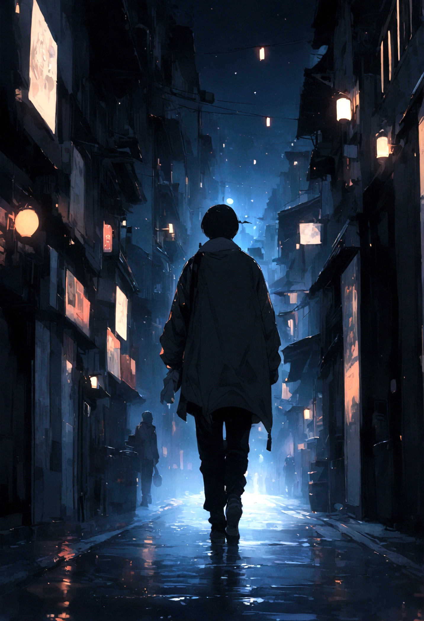 waling in street under night light
