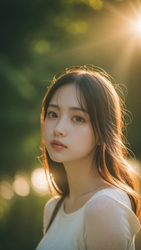 (8k,RAW photo, masterpiece),(realistic, photo-realistic:1.2),(extremely detailed 8k wallpaper),(sharp focus, depth of field),(blur background:1.2),(sunlight during the day:1.2),looking at the camera, 1 girl