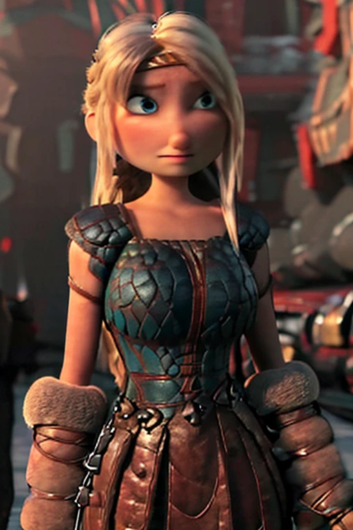 ;artwork, High quality, Best quality, Realistic, sombre theme, visage parfait, yeux expressifs, Astrid Hofferson very very big tits, 1fille avec des seins enorme, Seulement, cheveux blond, (Single_tresser:1.3), yeux bleus, armure, (huge tits,seins gigantesque, décolleté ouvert absolu, Deep neckline:1.2), coupe en V, Voluptueux, zettaï ryôiki, Hanches larges, thick thighs, profondeur de champ, debout, Contrast, village viking, Nuit, sombre, sombreness