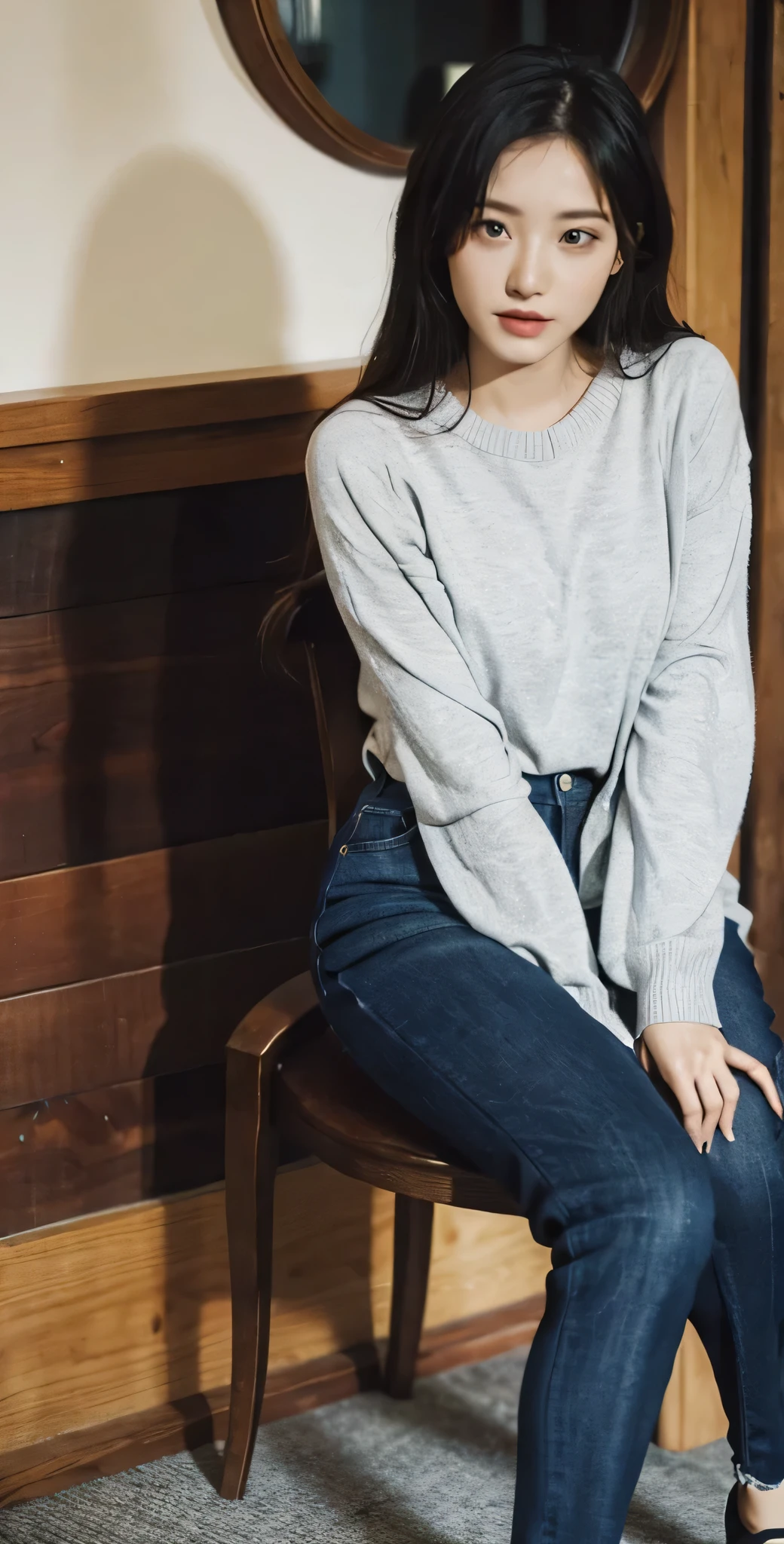 1girl,lifeland,sitting,crossed legs,chair