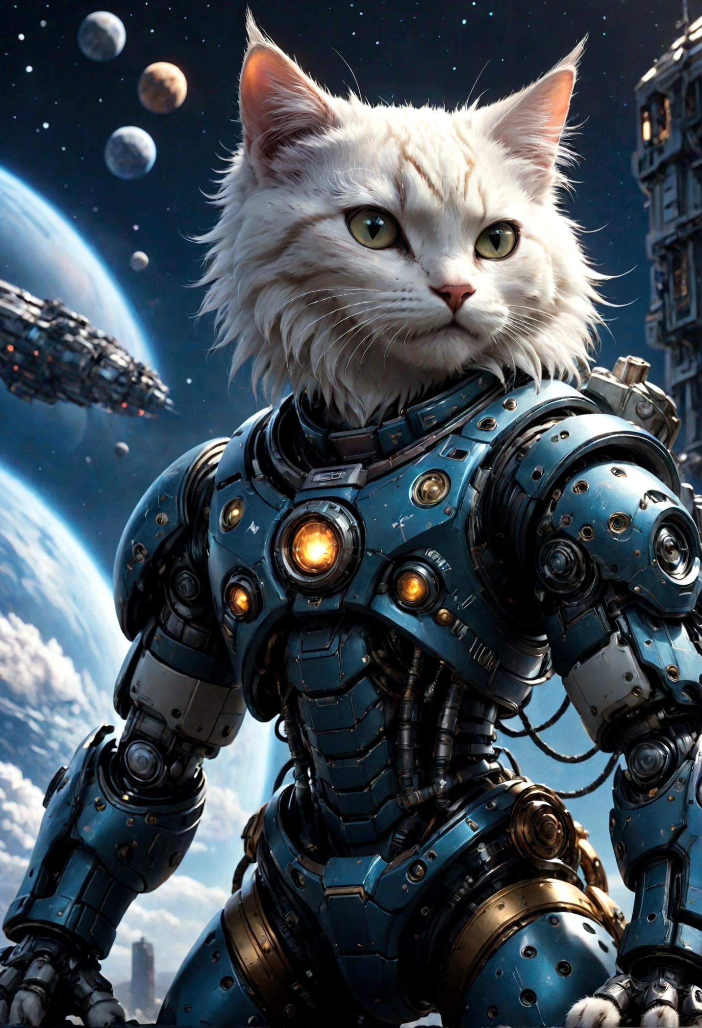 end,Cat,Mecha,Outer Space,HD,reality,Best quality