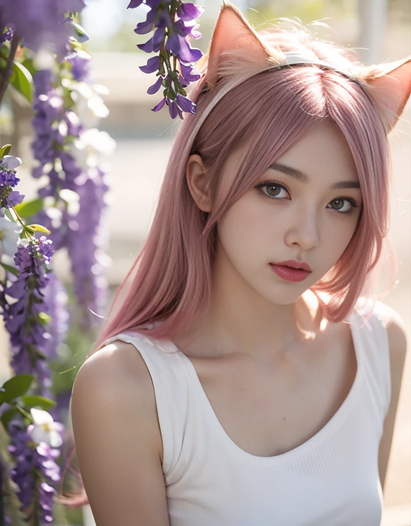 (pureerosface_v1:0.6), [:(detailed face:1.2):0.2], portrait shot, smiling, hair braid, glamour, pink hair, green eyes, looking at viewer, lace top, cat ear, bokeh, depth of field, (masterpiece), (best quality:1.2), absurdres, intricate details, (highly detailed skin:1.2),