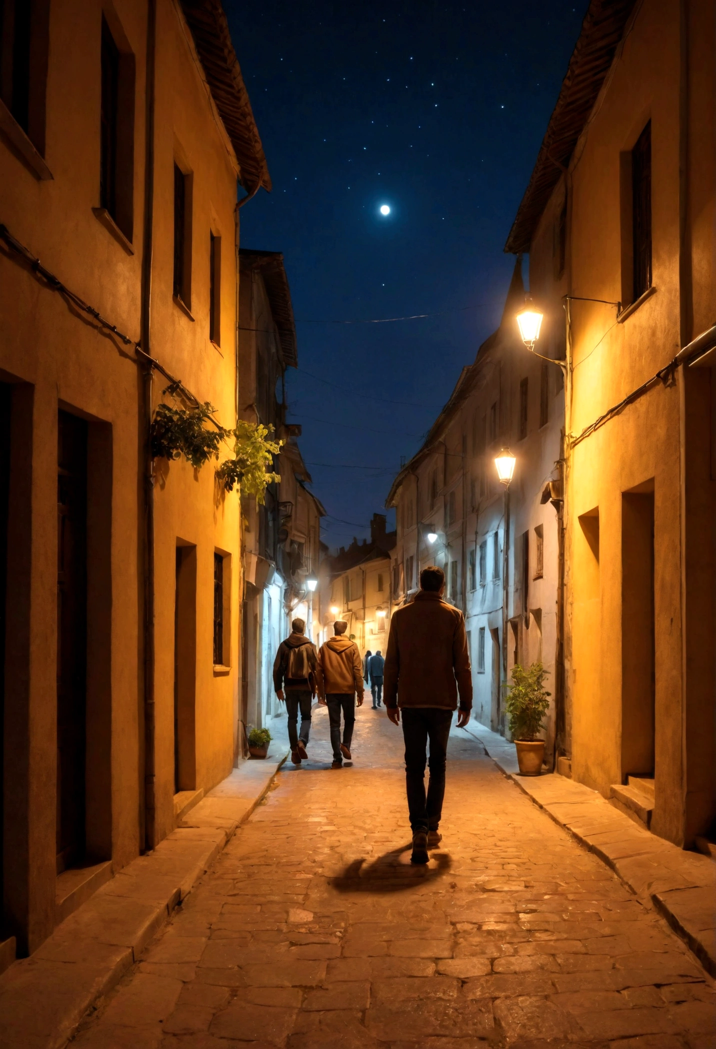 walking in street under night light