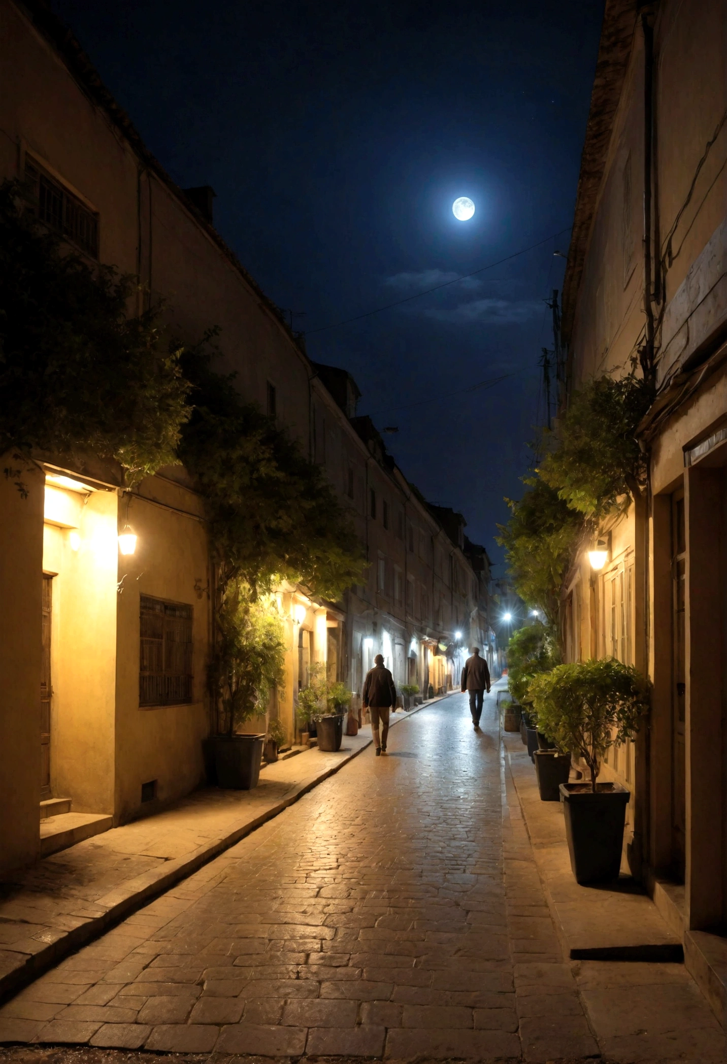 walking in street under night light
