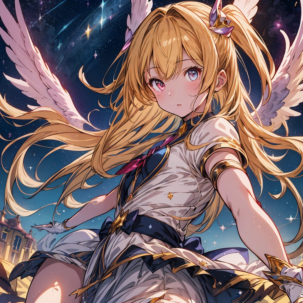 highest quality、最高masterpiece、Ultra-detailed eyes、(((One girl))),Dynamic composition、Magical girl、Angel&#39;s wing、One girl, alone, Milky white short hair, Magic wand, wing, Black background, sword, Knee socks, Holding, skirt, hair ornaments, gloves, boots, feathered wing, Holding 武器, feather,  black skirt, blue eyes, black gloves, Milky hair, whole body, belt, Exposing shoulders, thigh boots, Holding Magic wand, elbow gloves, Gauntlet, [(White Background:1.5),::5] (Isoscale:1.0), Double Exposure, bubble,
Mid Shot, whole body,masterpiece, highest quality,(colorful),(Beautifully detailed eyes and face),Cinema Lighting,Highly detailed CG Unity 8k wallpaper、Super huge、whole body、