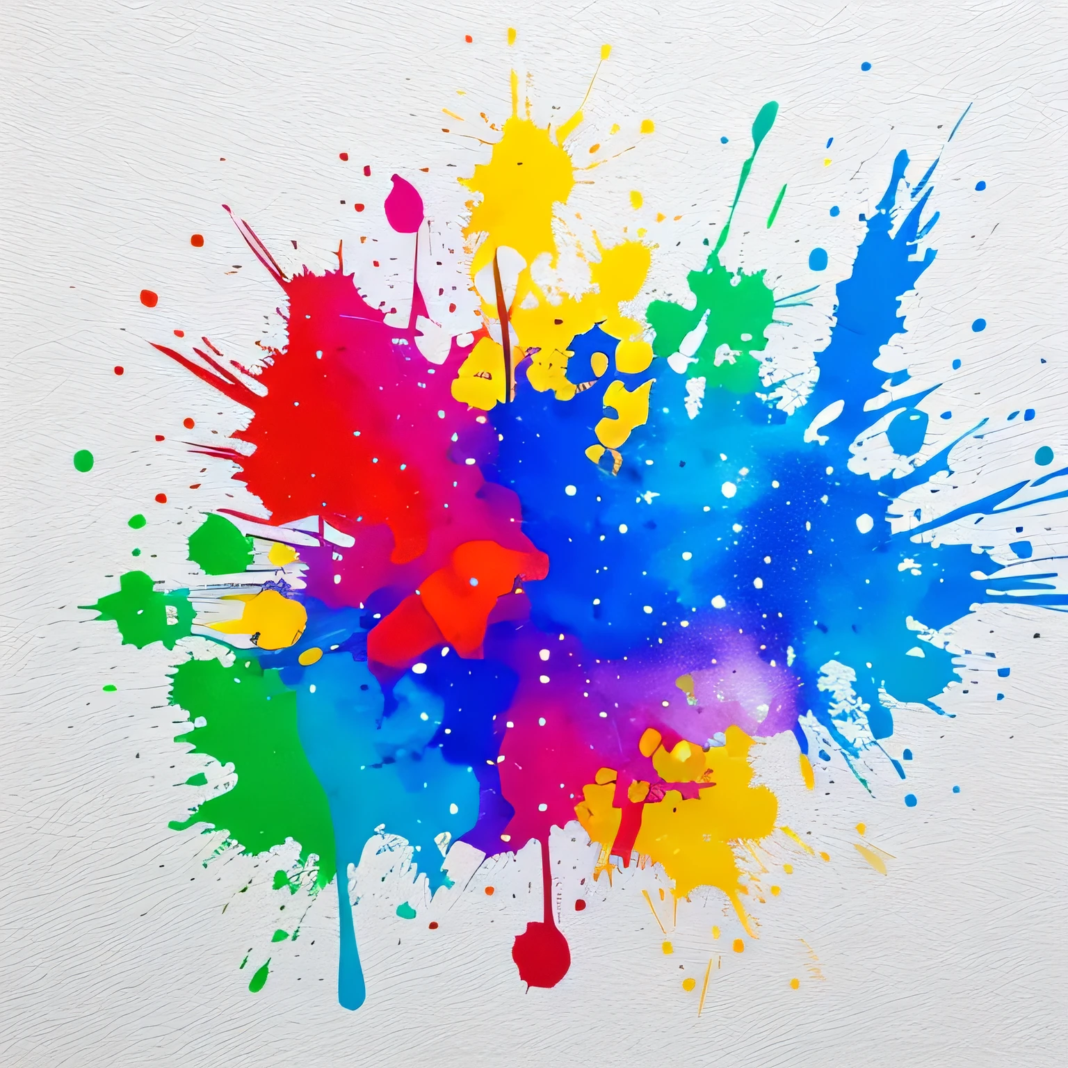Only one paint exploding and spreading, true white background, no human