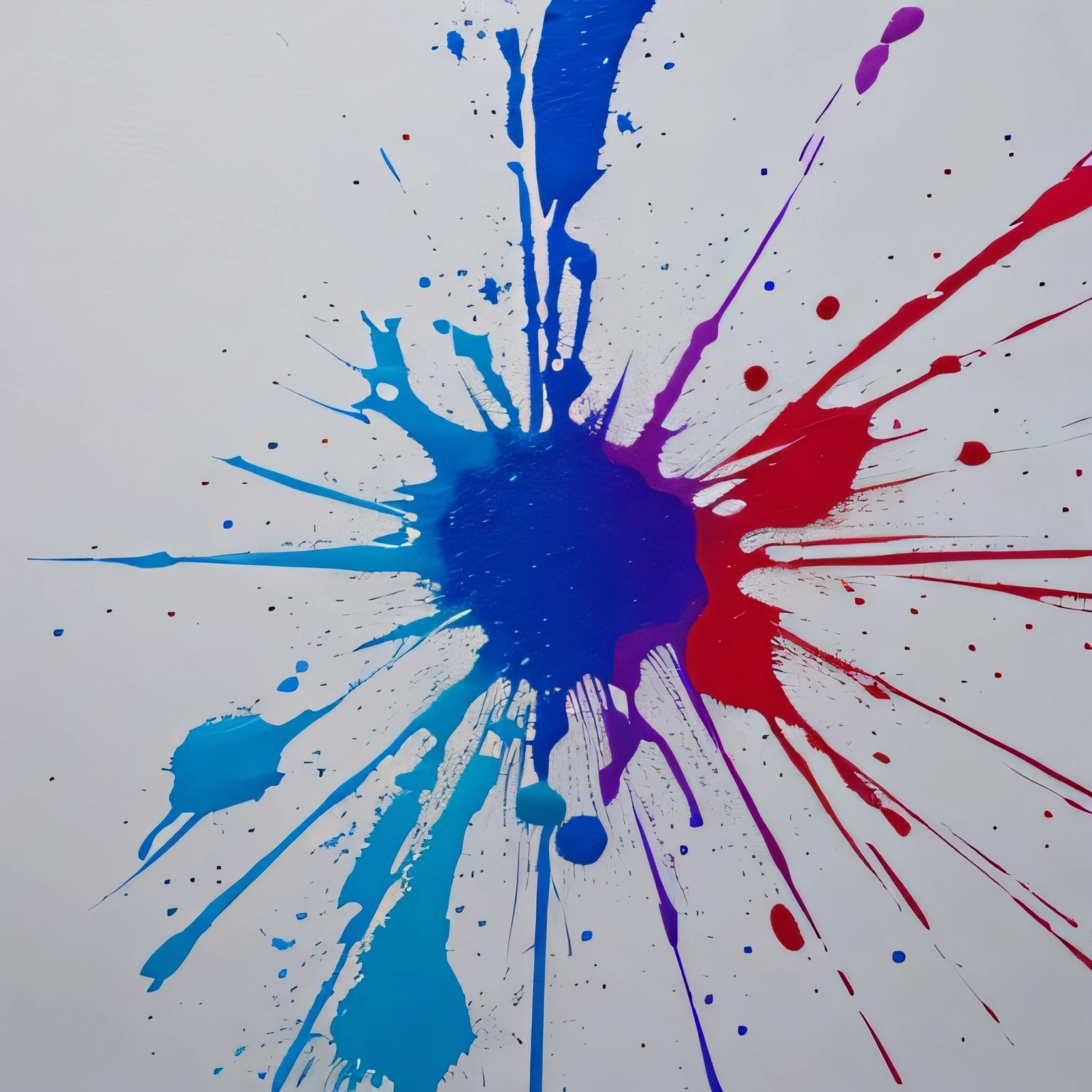 Only one paint exploding and spreading, true white background, no human