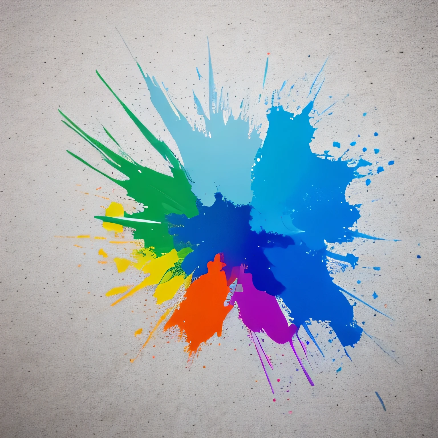 Only one paint exploding and spreading, true white background, no human