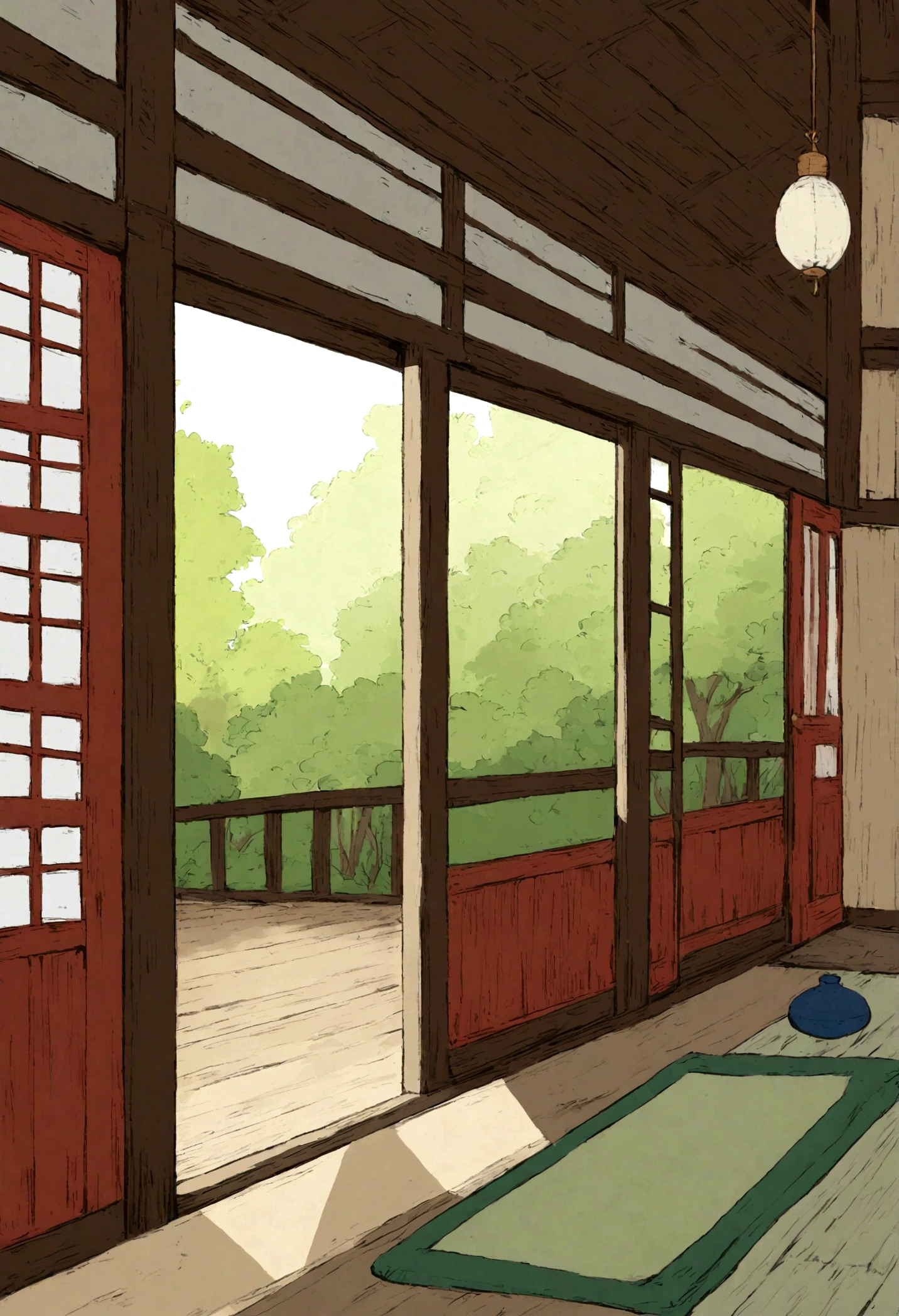 Japanese-style room Japanese-style room garden Veranda Fan Ghibli style summer