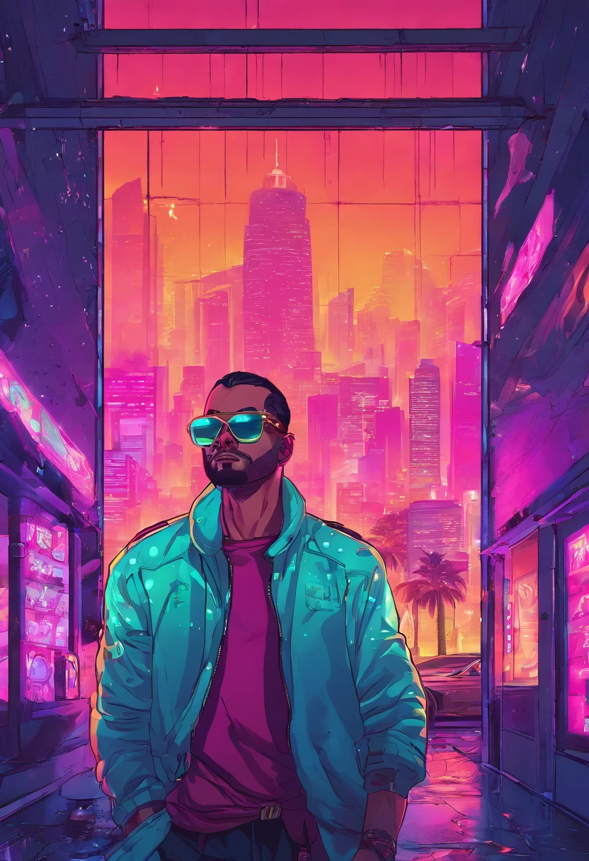 1man, male, solo, gabgster, close-up face, a glass cityscape in the style of 1990s GTA, neon ((Glassmorphism, GTA 90s vibes)), lights, cyberpunk, modern architecture, detailed reflections, glowing windows, futuristic, rain effects, dramatic lighting, cinematic, moody, atmospheric