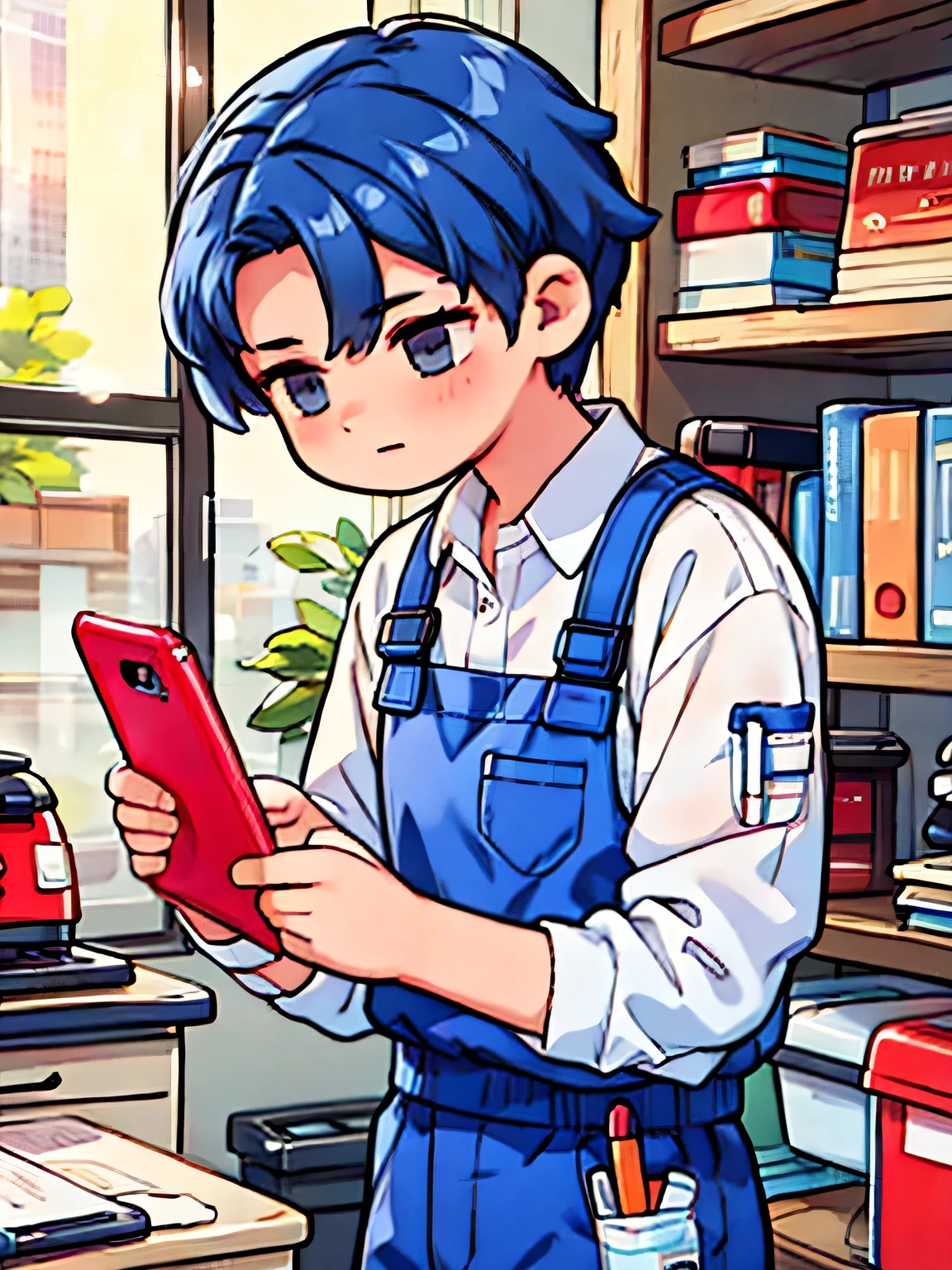 Repairman repairing mobile phone