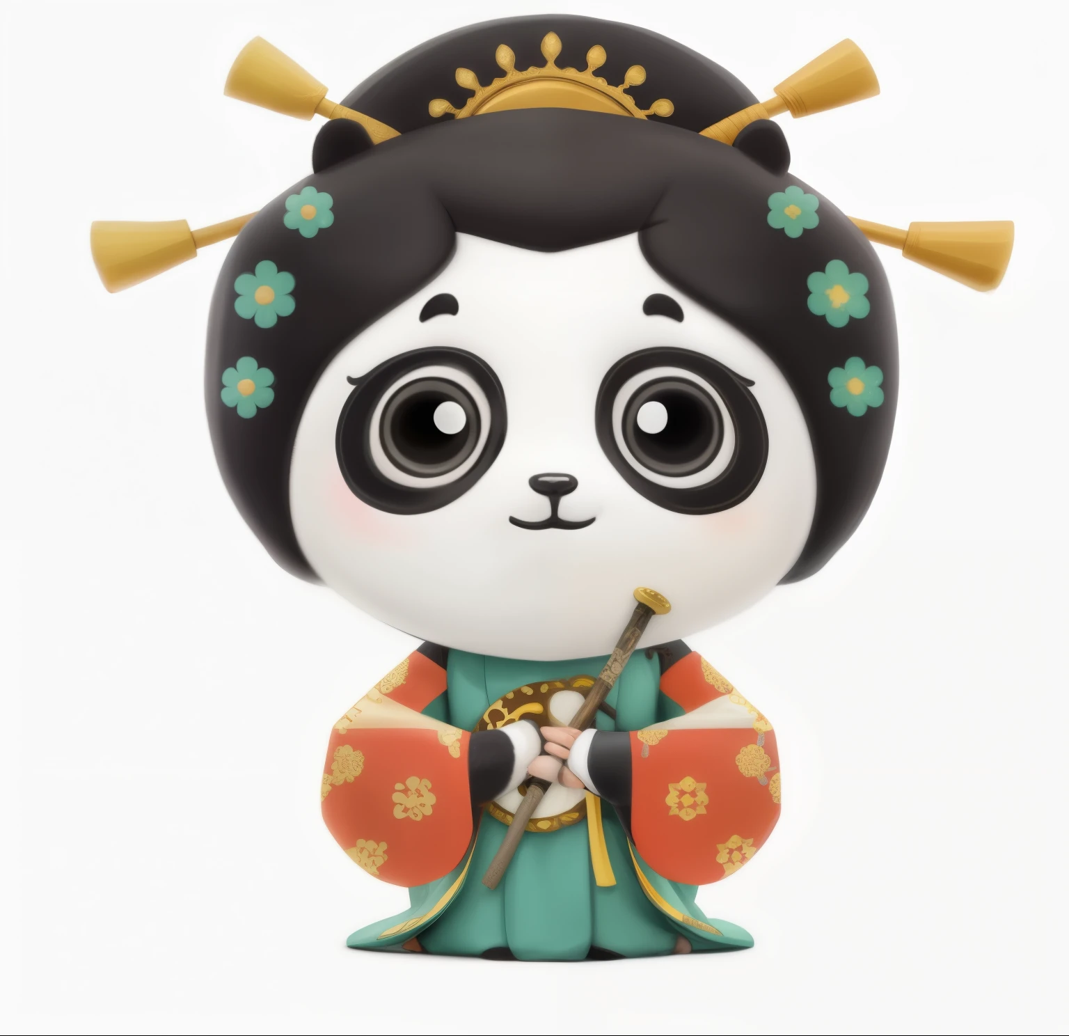 panda,Hanfu,same role,front,side,back,whole body