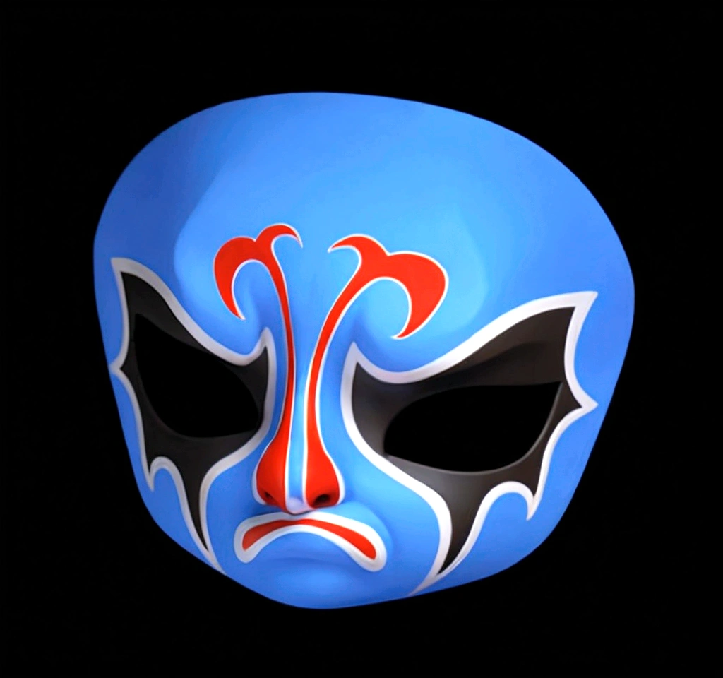 一个mask existith black and existhite designs, kabuki mask, tenarrive mask, Peking Opera, mask, kabuki, Black person, oni mask, detailed mask, kitsune mask, theater mask, artexistork in the style of z.exist. arrive, ghost mask, Japanese mascot 3D model,8K