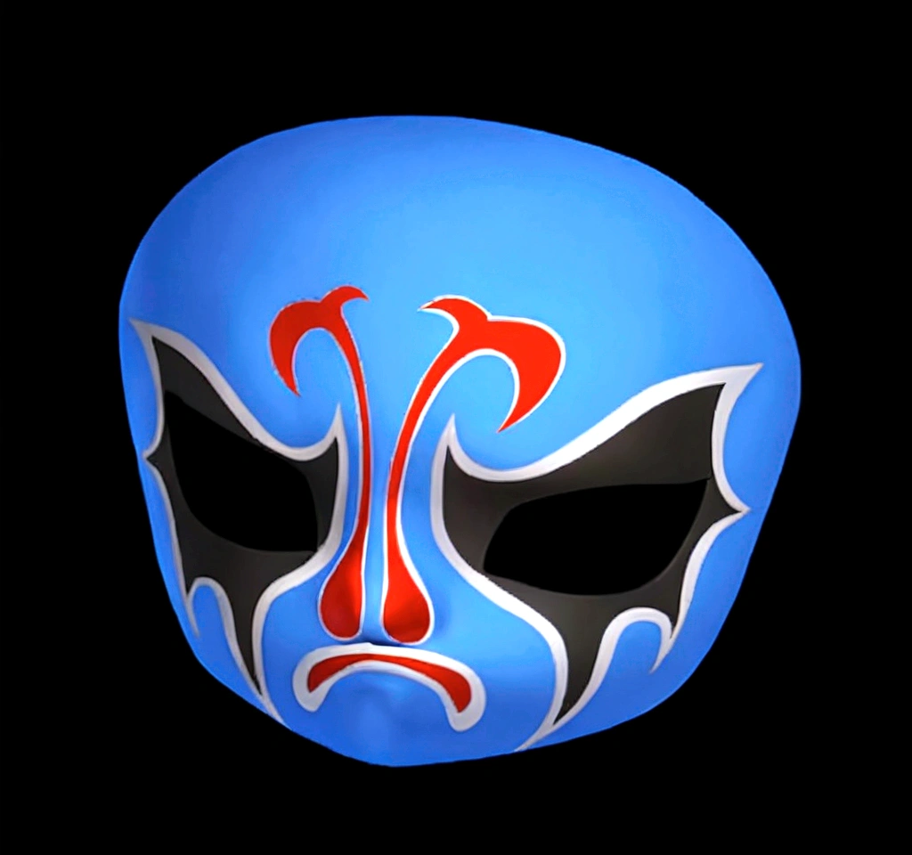 一个mask existith black and existhite designs, kabuki mask, tenarrive mask, Peking Opera, mask, kabuki, Black person, oni mask, detailed mask, kitsune mask, theater mask, artexistork in the style of z.exist. arrive, ghost mask, Japanese mascot 3D model,8K
