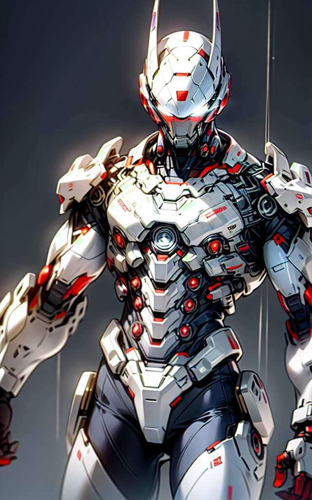 Best quality in 8k resolution, ultra-detailed Spider-Man images dressed in futuristic white and purple suit fused with Iron Man suit with metal mesh background. The focus is on detail, texture and light and shadow effects on the suit. Add a cyberpunk touch to the composition. The metaphor of a metal spider web in the background will add a stunning effect to the final image."