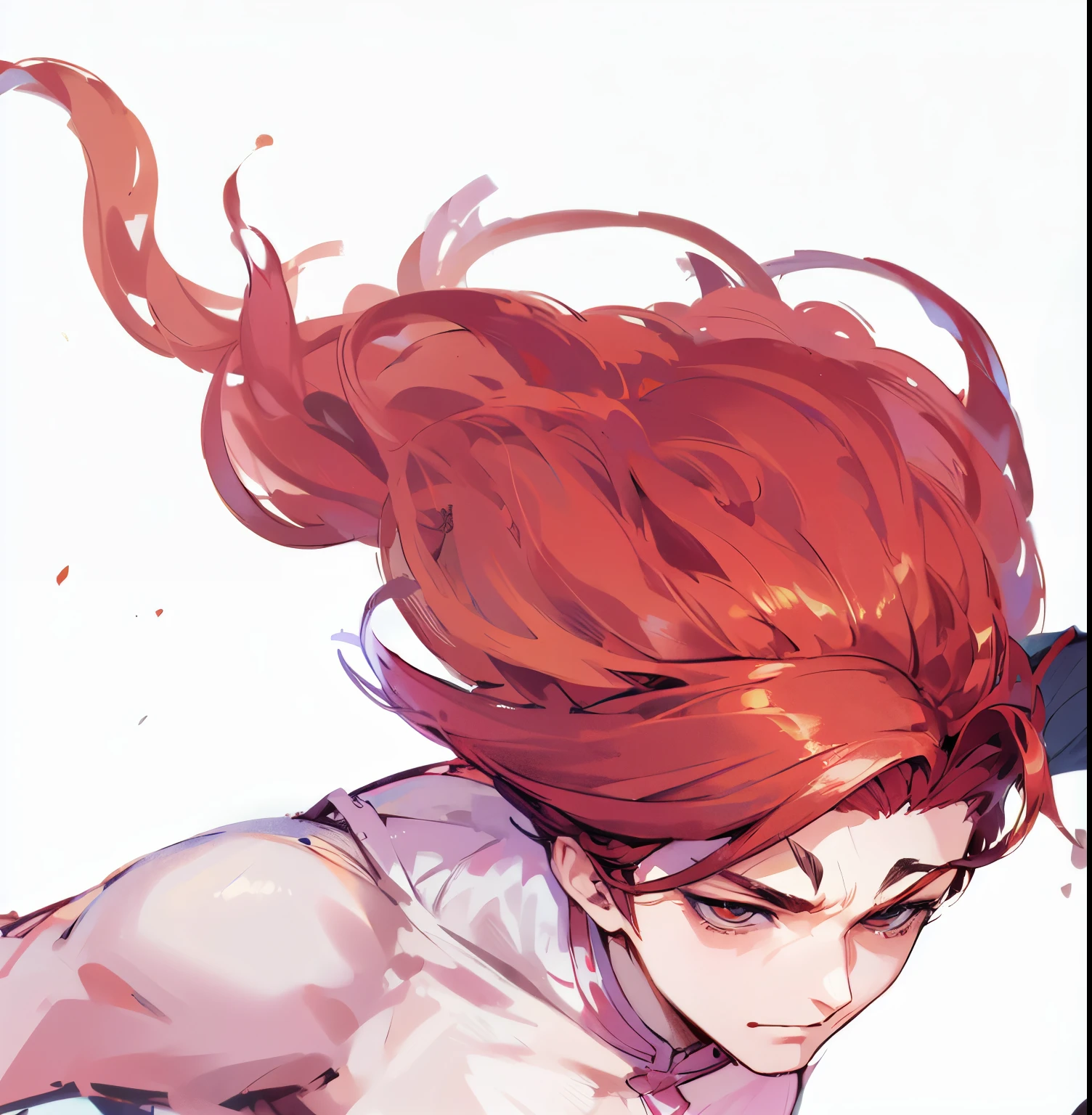 Highest quality,4k,Xian Xia,Handsome man,Flowing messy red hair,