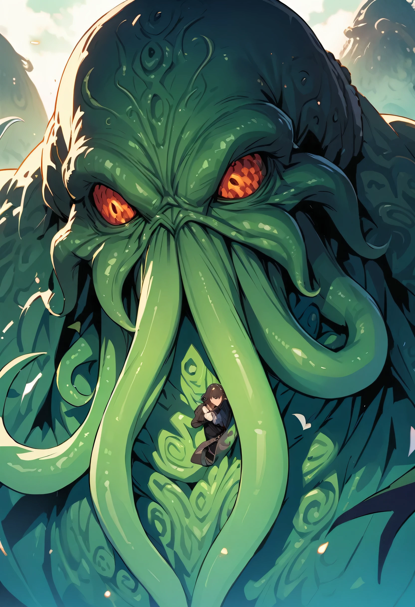 masterpiece, highest quality, Illustrations for novels,((Cthulhu:1.3)),、((Upper Body:1.3))
