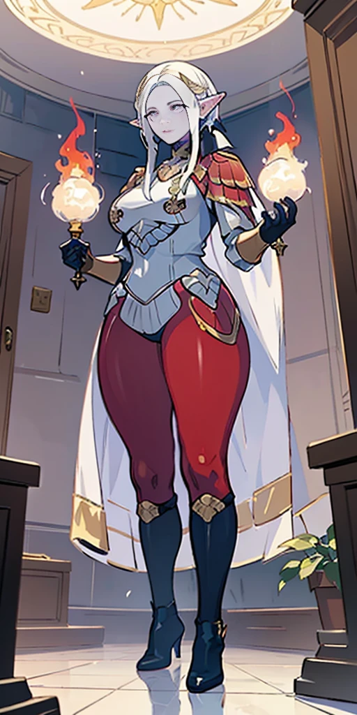 (masterpiece:1.2) (best quality:1.2) (Full body view from below) perfect eyes, perfect face, perfect lighting, 1girlMILF mature drow elf blue skin color, white hair, blue ayes, pointy ears, hyper realistic, Ultra detail, high res, blue bodysuit, blue gloves, bracelet, blue boots, extremely detailed, highly quality, 4k, sharp focus, professional, sharp focus, award winning, cinematic lighting, octane render, unreal engine, volumetrics dtx, Wallpaper ((Edelgard von Hresvelg (Fire Emblem: Three Houses) LoRA))