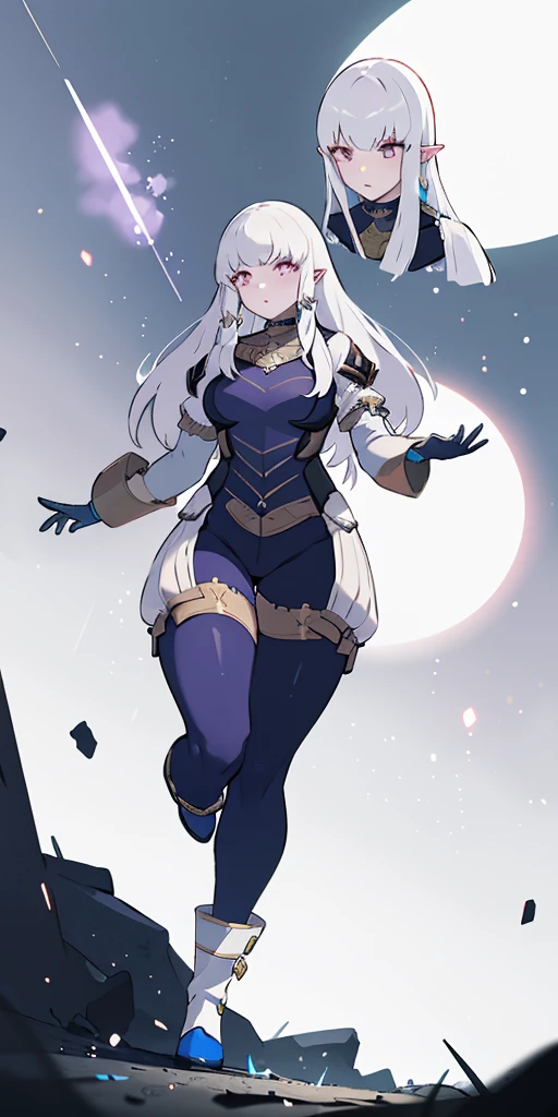 (masterpiece:1.2) (best quality:1.2) (Full body view from below) perfect eyes, perfect face, perfect lighting, 1girlMILF mature drow elf blue skin color, white hair, blue ayes, pointy ears, hyper realistic, Ultra detail, high res, blue bodysuit, blue gloves, bracelet, blue boots, extremely detailed, highly quality, 4k, sharp focus, professional, sharp focus, award winning, cinematic lighting, octane render, unreal engine, volumetrics dtx, Wallpaper Lysithea von Ordelia | Fire Emblem: Three Houses