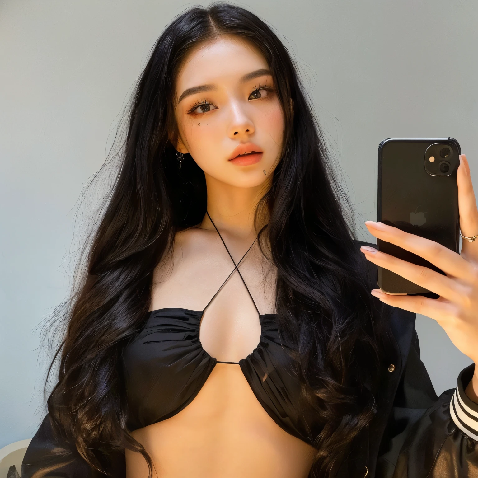 araffe woman in a black bikini taking a selfie with her cell phone, 18 years old, 2 4 year old female model, anna nikonova aka newmilky, instagram model, ava max, with long hair and piercing eyes, 1 6 years old, violet myers, kailee mandel, 21 years old, 2 2 years old , blackpink jennie , blackpink Lisa , asian famale face , cute girl , Korean famale