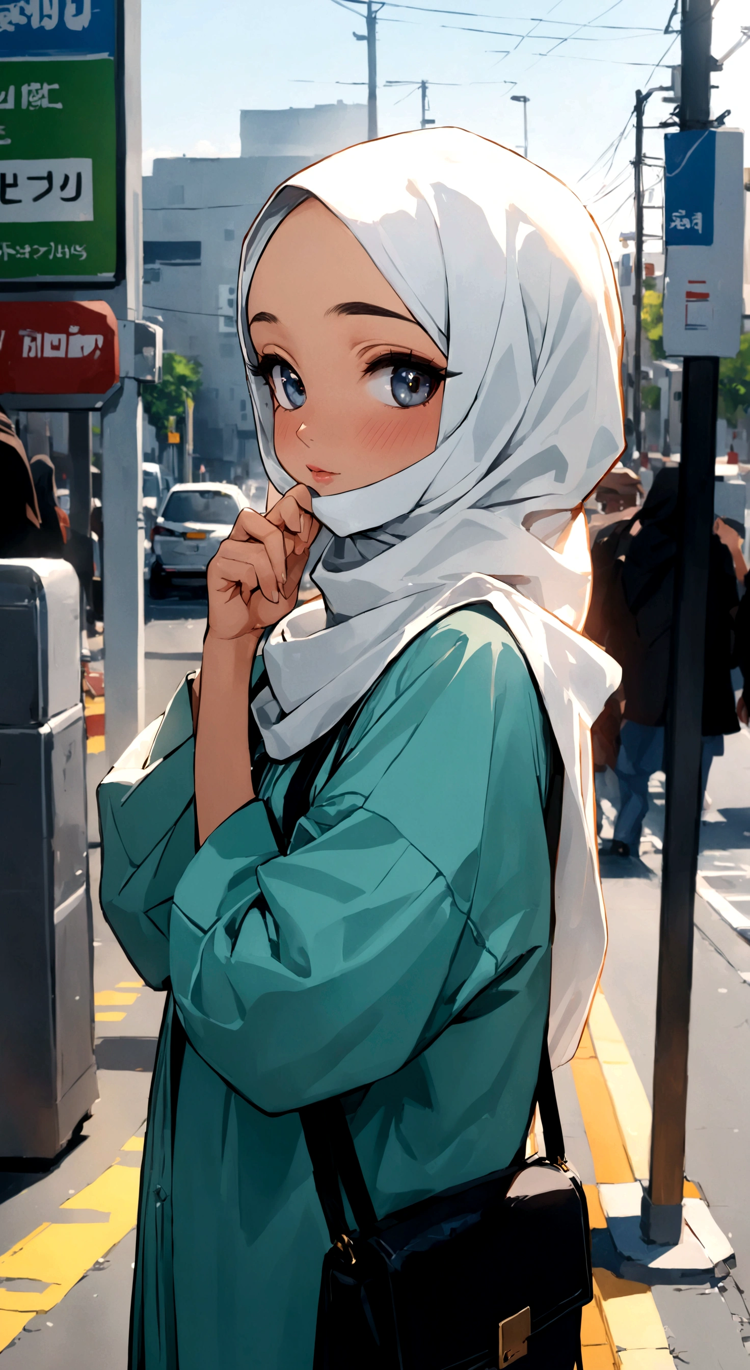 hijab looking at viewer muslim muslim female outdoor public
