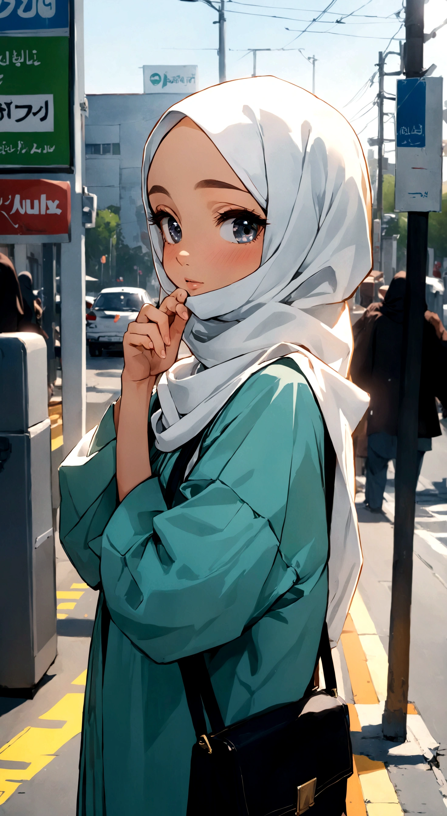hijab looking at viewer muslim muslim female outdoor public
