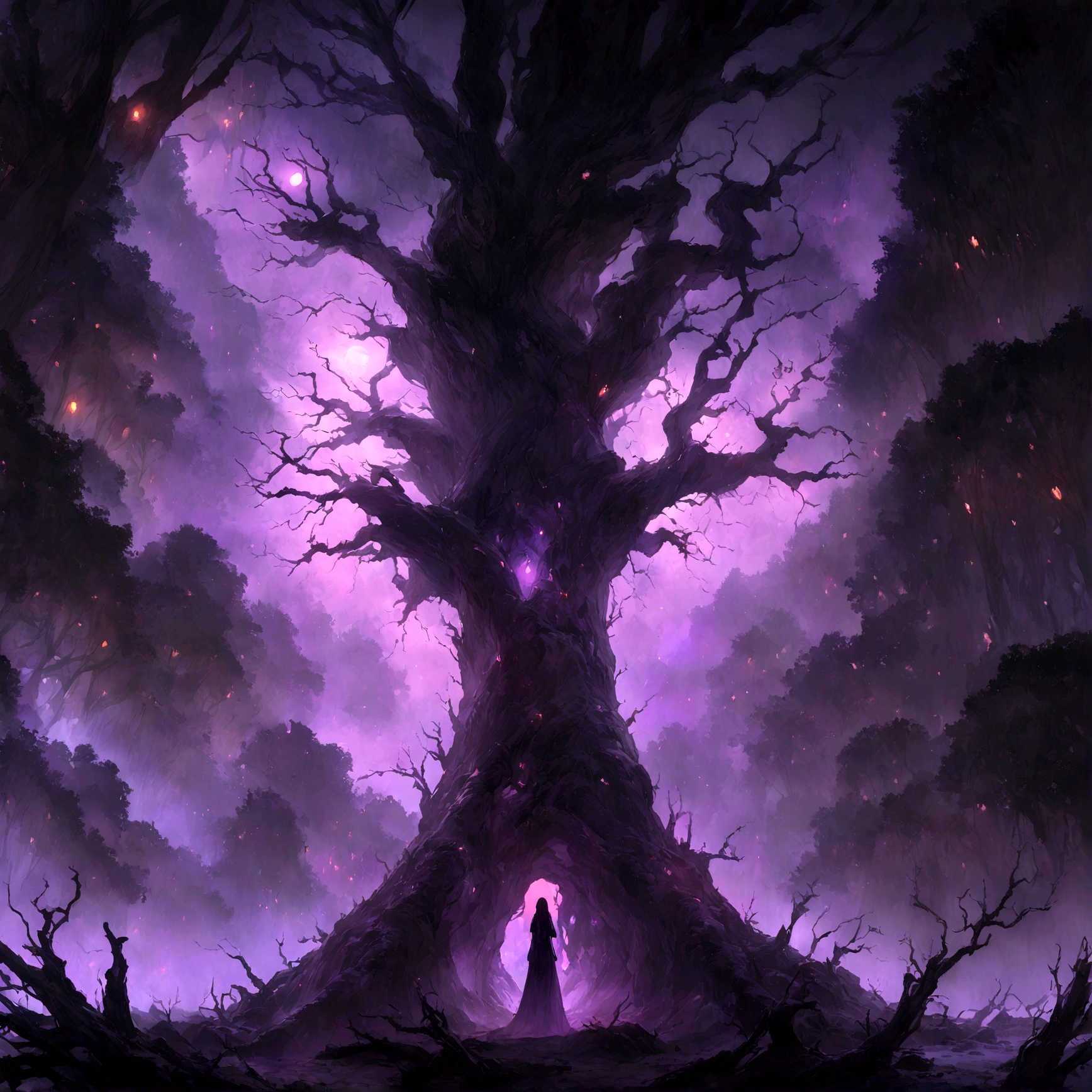 "(best quality, highres, ultra-detailed), The goddess casting mystical glowing spells in a haunted forest, orange and purple hues, portraits, vivid colors, extreme detail description, sharp focus, physically-based rendering, studio lighting, horror, witch, magical, eerie atmosphere, swirling fog, ethereal glow, ancient trees, twisted branches, moonlit sky, mysterious shadows, spellbinding, enchanting, hauntingly beautiful"
