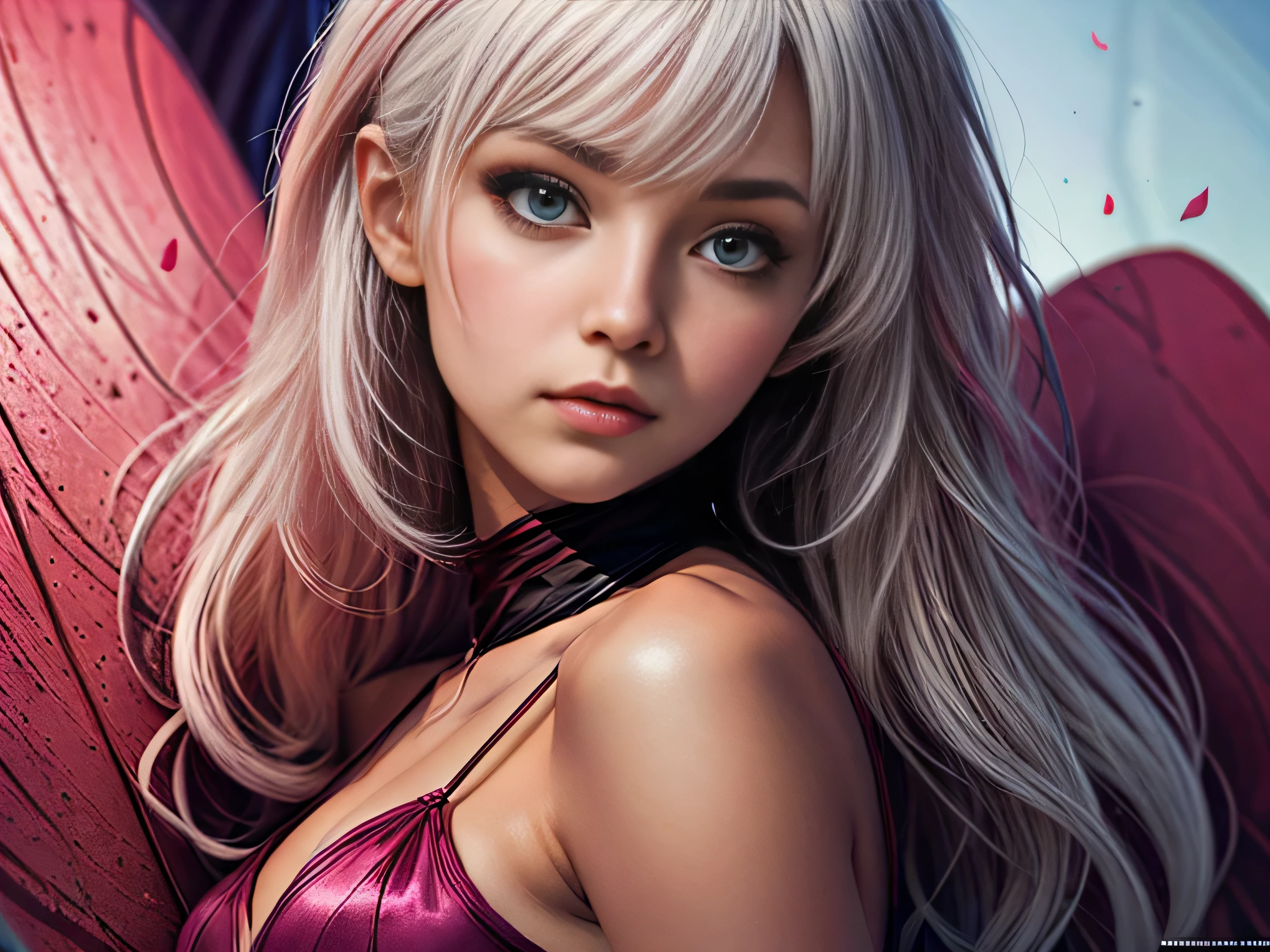 (Best Quality, 8K, Masterpiece, HDR, Soft Lighting, Picture Perfect, Realistic, Vivid), Bunny Girl (1.0), Bunny Girl, Bunny Girl with Pink Hair and Sexy Skimpy Clothes, pink bodysuit with glitter texture, Beautiful anime fantasy, Very beautiful and cute bunny girl, rain of pink flower petals, background blur, anime fantasy, work in Gouves style, realistic: 1.37, top view, lying in pink flowers, horizontal view, (Ultra High Quality Fantasy Art), Masterpiece, Female Model, Ultra High Quality Female Character Designs, Detailed 8k Anime Art, Realistic Anime Art, Highest Quality Wallpapers, Intricate Ultra High Quality Accurate Female Characters Faces, High Quality Designs and Accurate Physics (Fantasy- ultra-high quality art), dark fantasy style), masterpieces, super high quality characters, anime resolution - 8K, realistic anime art, wallpapers with the highest quality illustrations, ultra-high facial detail, high-quality design and accurate physics), color, depth of field, shadows, ray tracing, high quality workmanship. -high-quality computer wallpapers and 8K resolution, (Accurate simulation of the interaction of light and materials)], [High-quality hair detail [More about beautiful and shiny white hair]], (Beautifully detailed hands [perfect fingers [Perfect nails]]]]]], (perfect anatomy (perfect proportions)))) [[Full-length]], [Perfect combination of colors (Accurate imitation of the interaction of light and material)], [art that conveys the meaning of history]