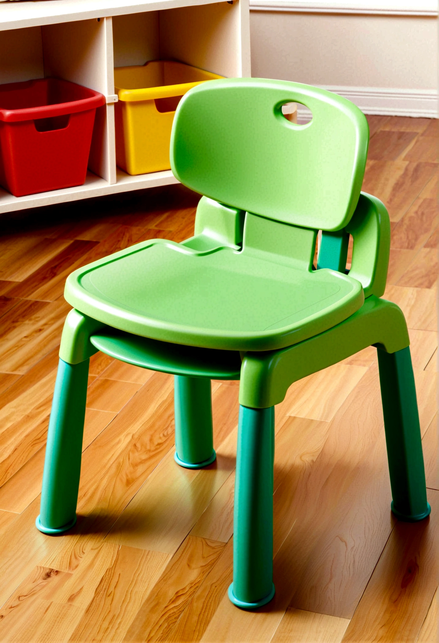 Children's growth chair, adjustable, made of plastic material