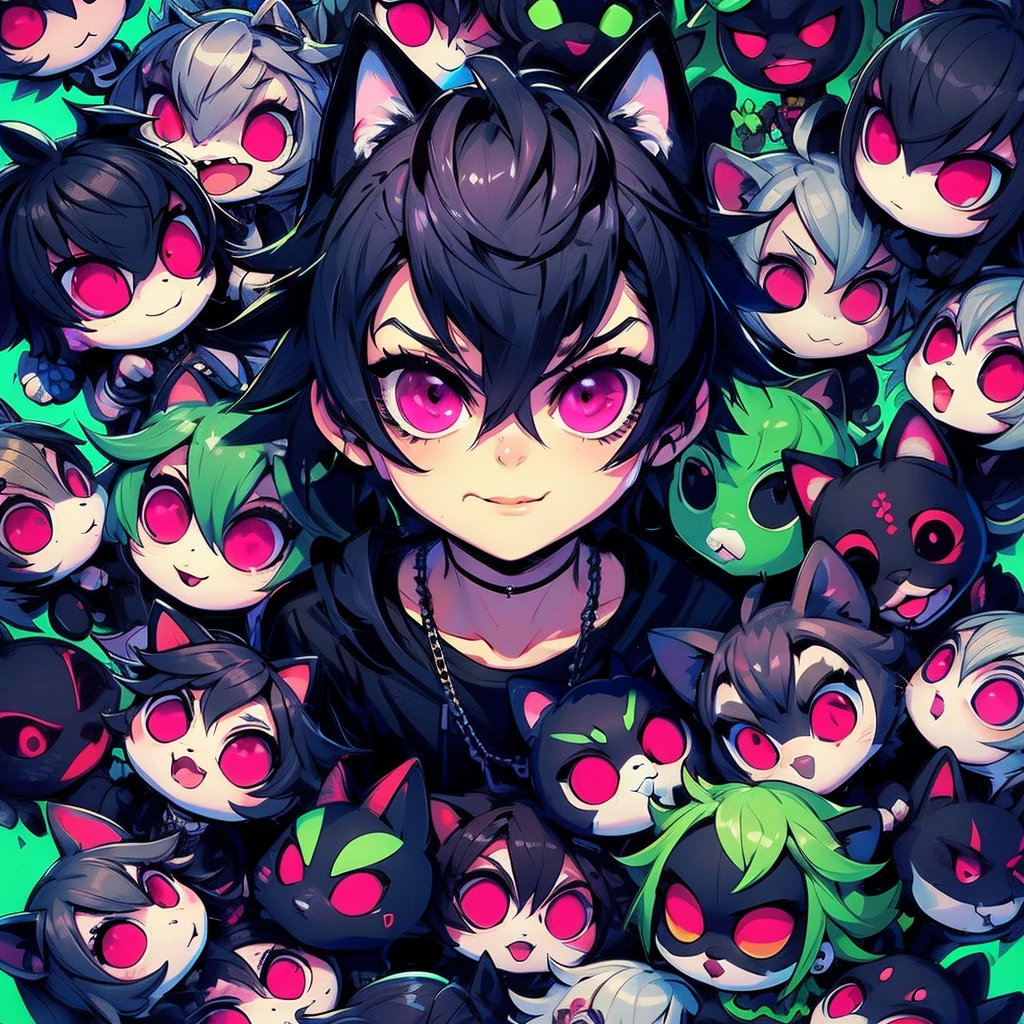 a woman sitting on top of a box next to a cat, artstyle : ilya kuvshinov, shiny colorful, sexy girl wearing shorts, black jeans, medibang, characters merged, anime like