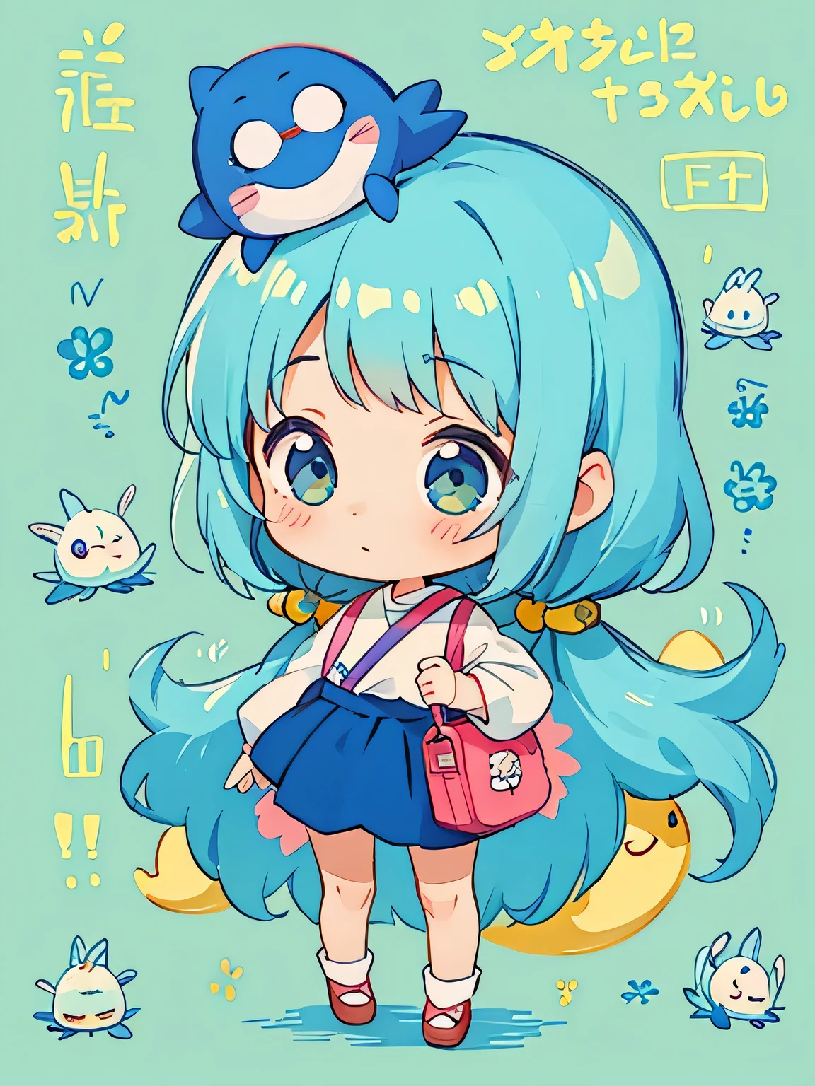 Hayao Miyazaki style, Kawaii Design, most beautiful girl ever、Chibi, president, Cute alien hits me on the head