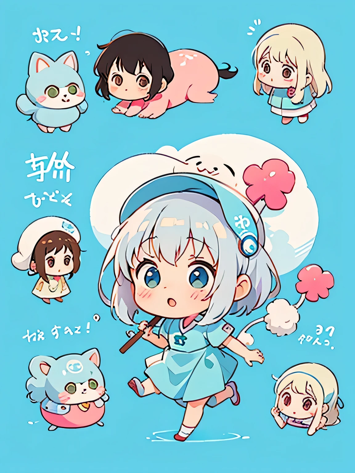 Hayao Miyazaki style, Kawaii Design, most beautiful girl ever、Chibi, injection、hospital