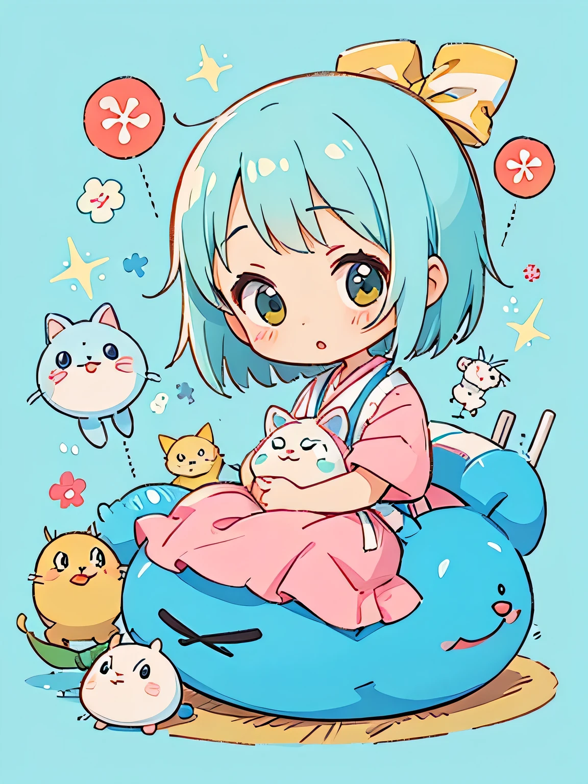 Hayao Miyazaki style, Kawaii Design, most beautiful girl ever、Chibi, injection、hospital