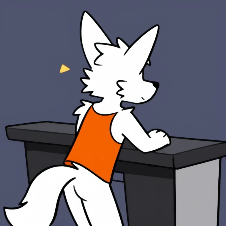 White fur, wolf, anthro, furry,, simple art ,Absolute Opportunity Reference Table, front,side,back