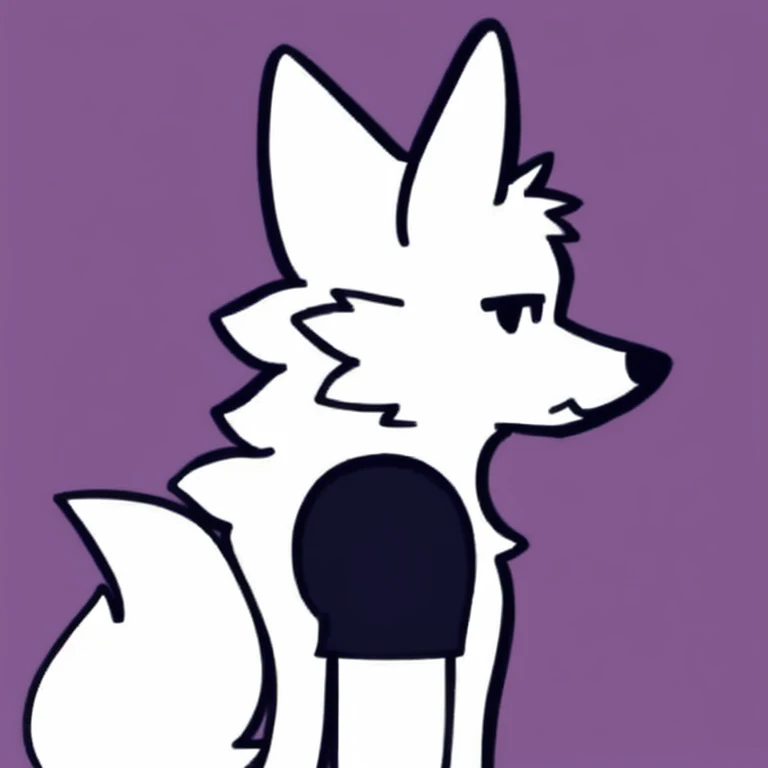 White fur, wolf, anthro, furry, simple art ,side view
