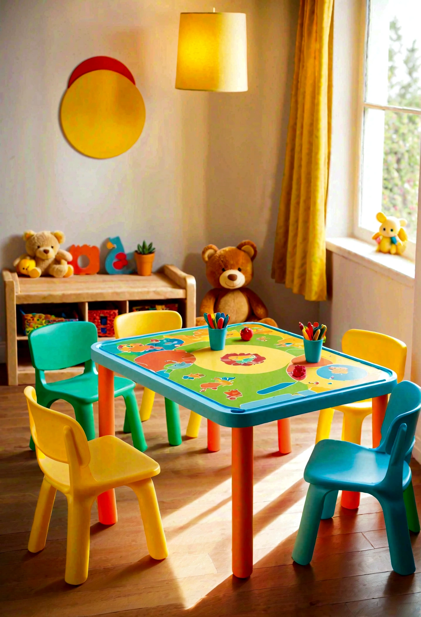 Children's table, made of plastic material