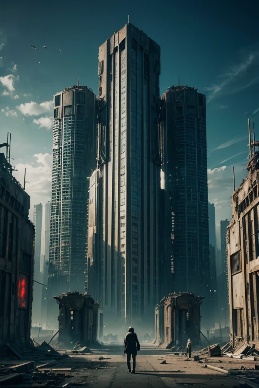 highest quality、A ruined futuristic city、dim、Surrealism